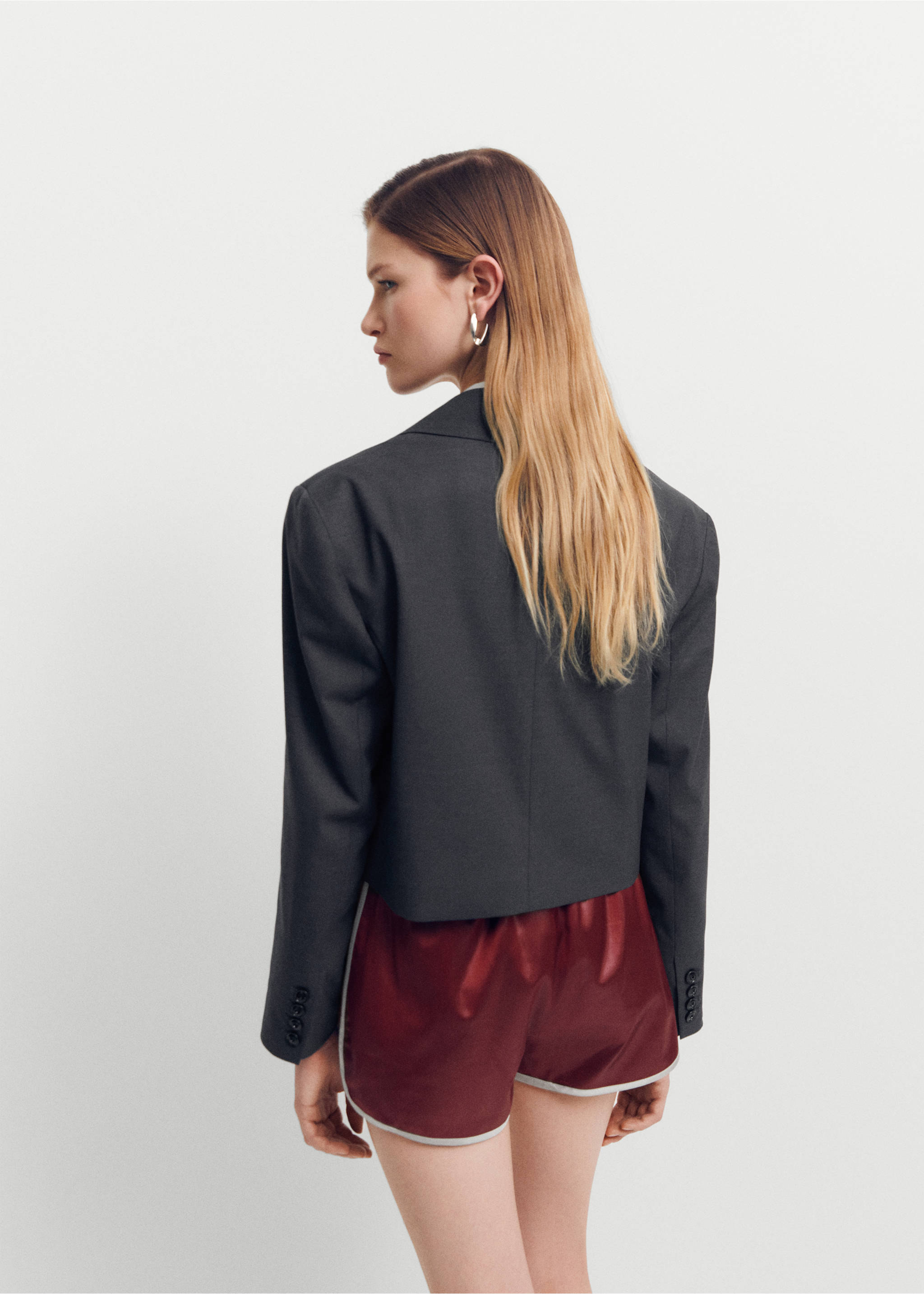 Cropped wool jacket - Reverse of the article, Grey. Ref: 67024482-00.