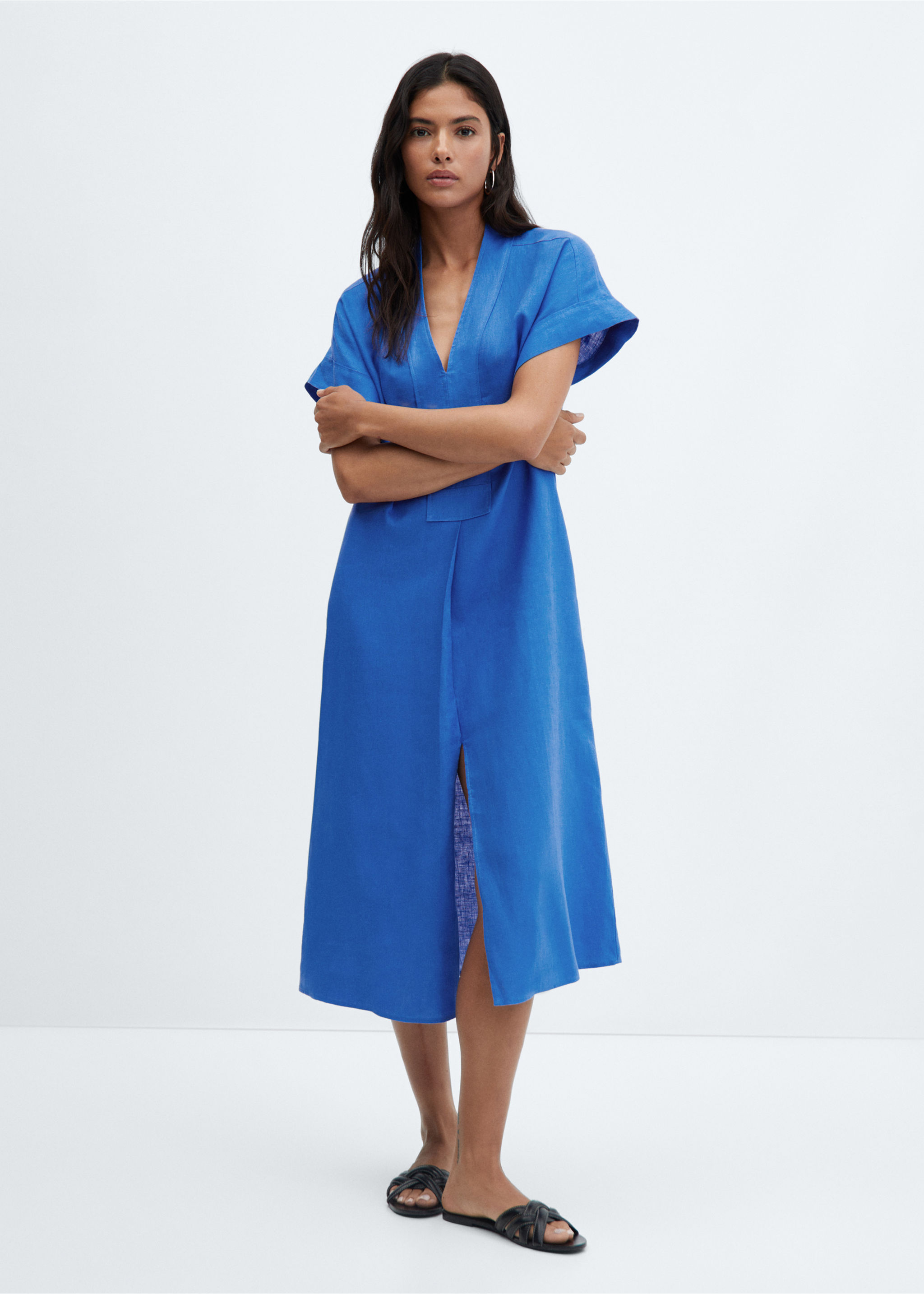 Hemdkleid aus Leinen-Mix - Allgemeine Ansicht