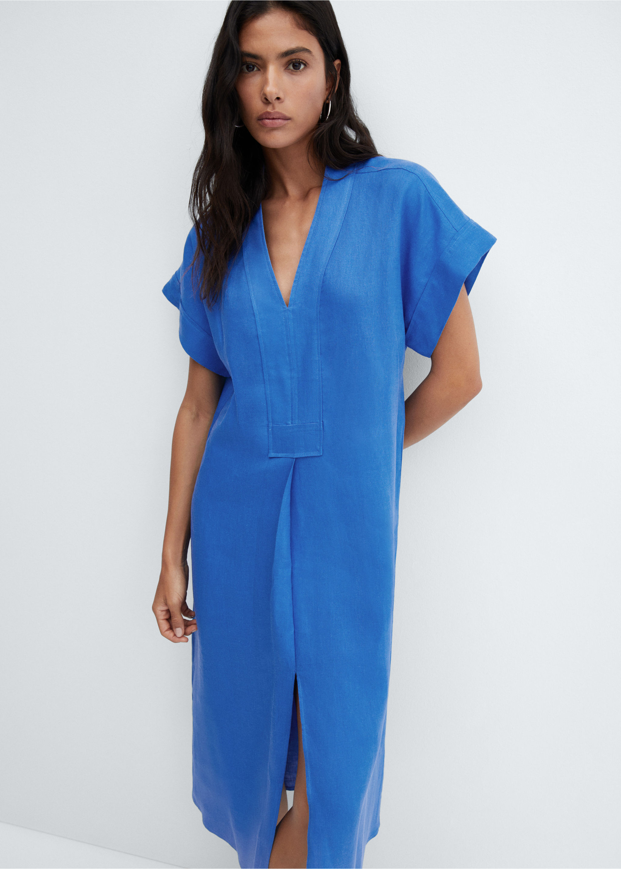 Hemdkleid aus Leinen-Mix - Mittlere Ansicht