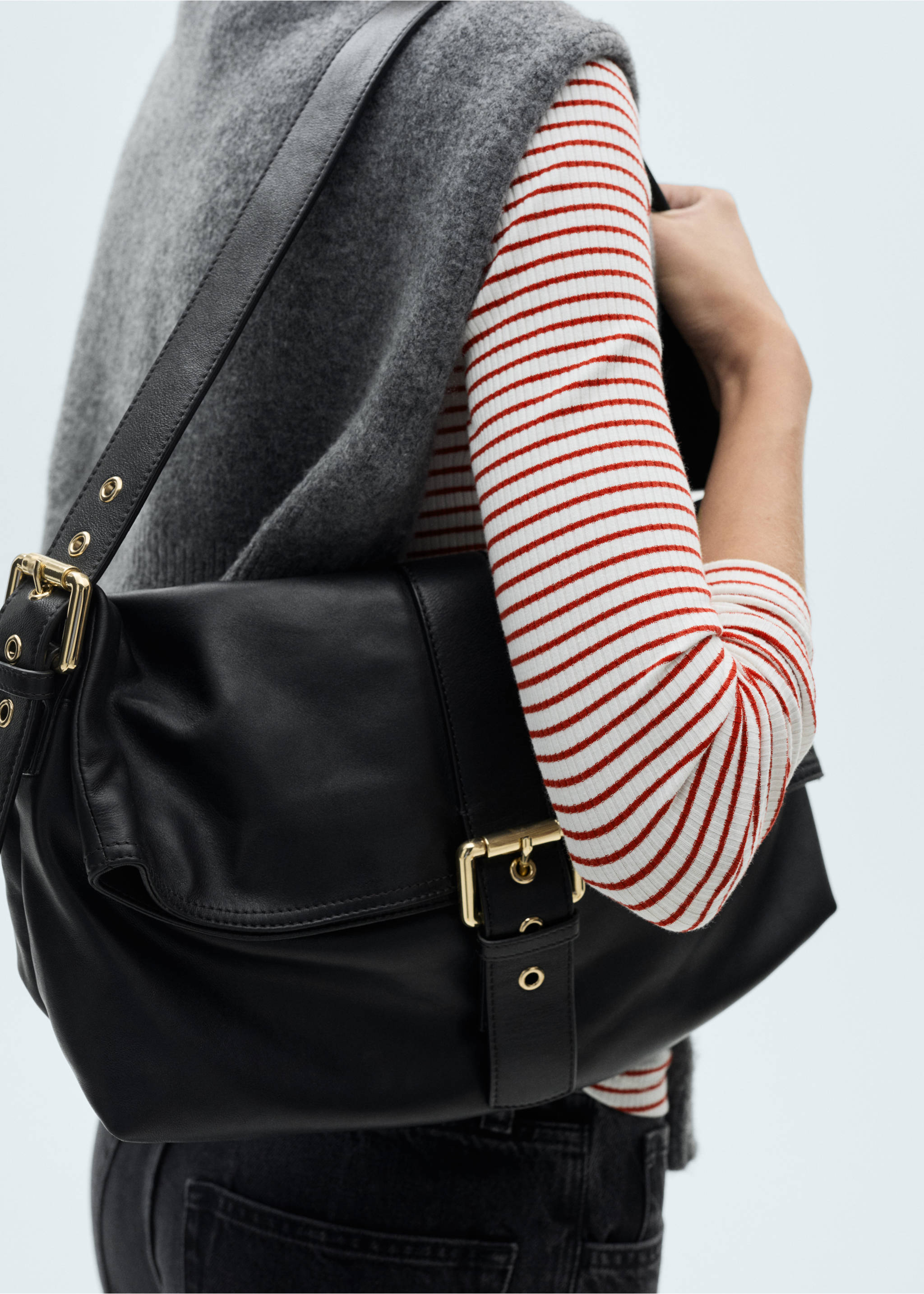 Striped rib T-shirt - Details of the article 6, Red. Ref: 67024785-00.