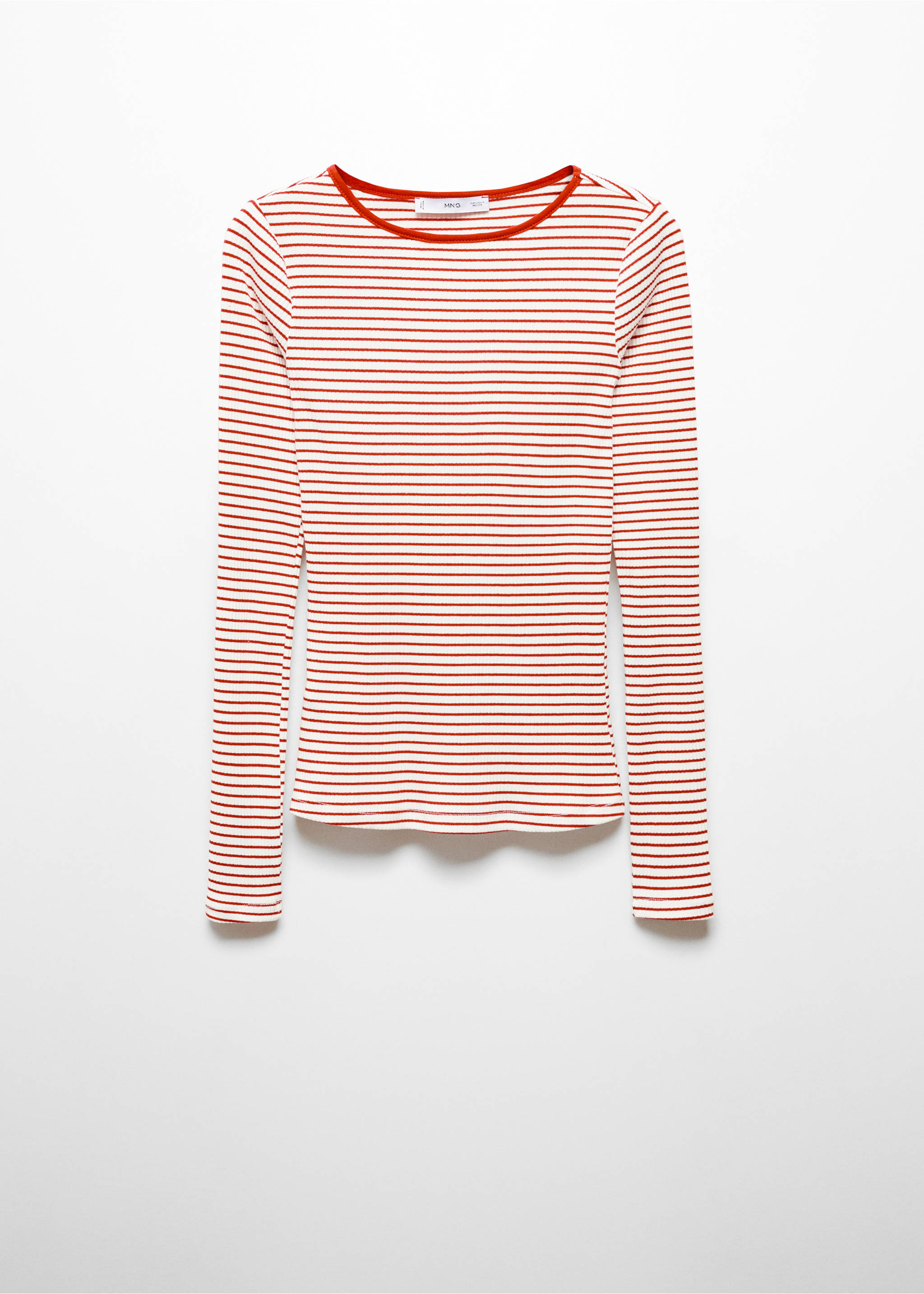 Striped rib T-shirt - Article without model, Red. Ref: 67024785-00.