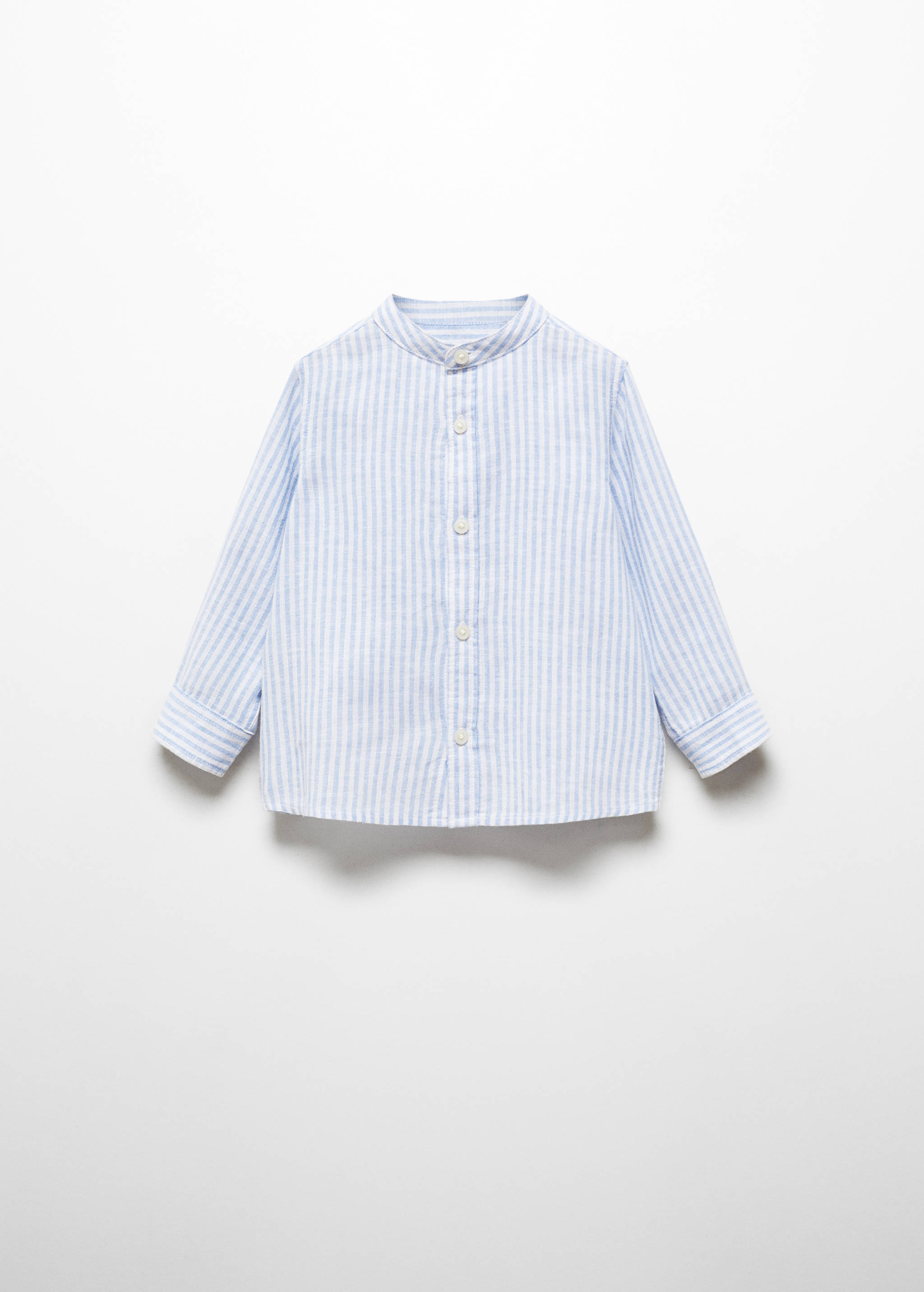 Striped mandarin-collar linen shirt - Article without model