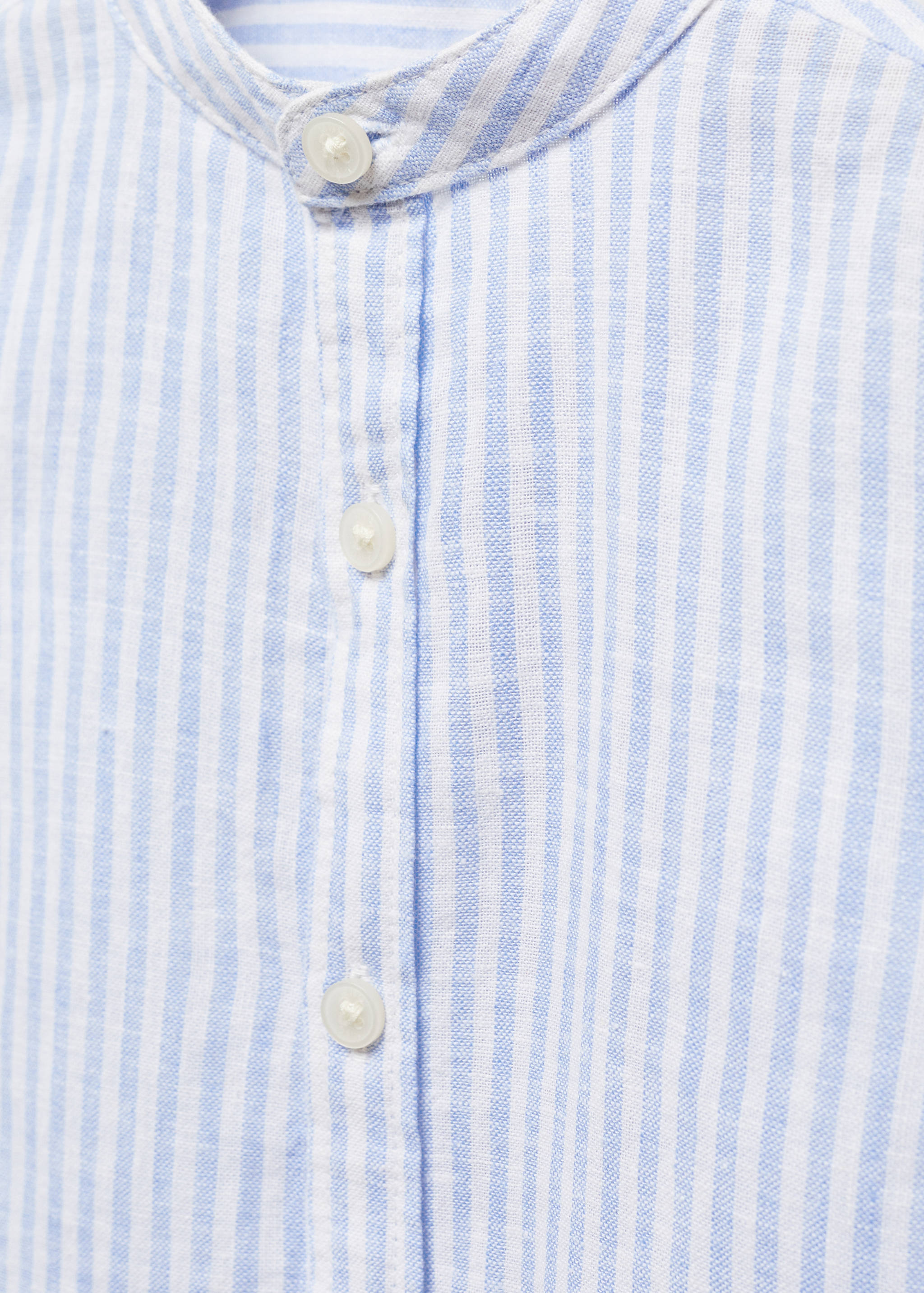 Striped mandarin-collar linen shirt - Details of the article 8