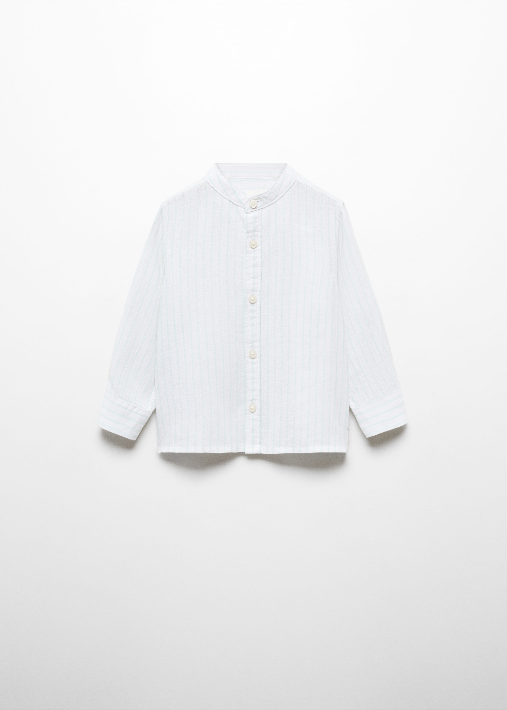 Striped mandarin-collar linen shirt - Article without model