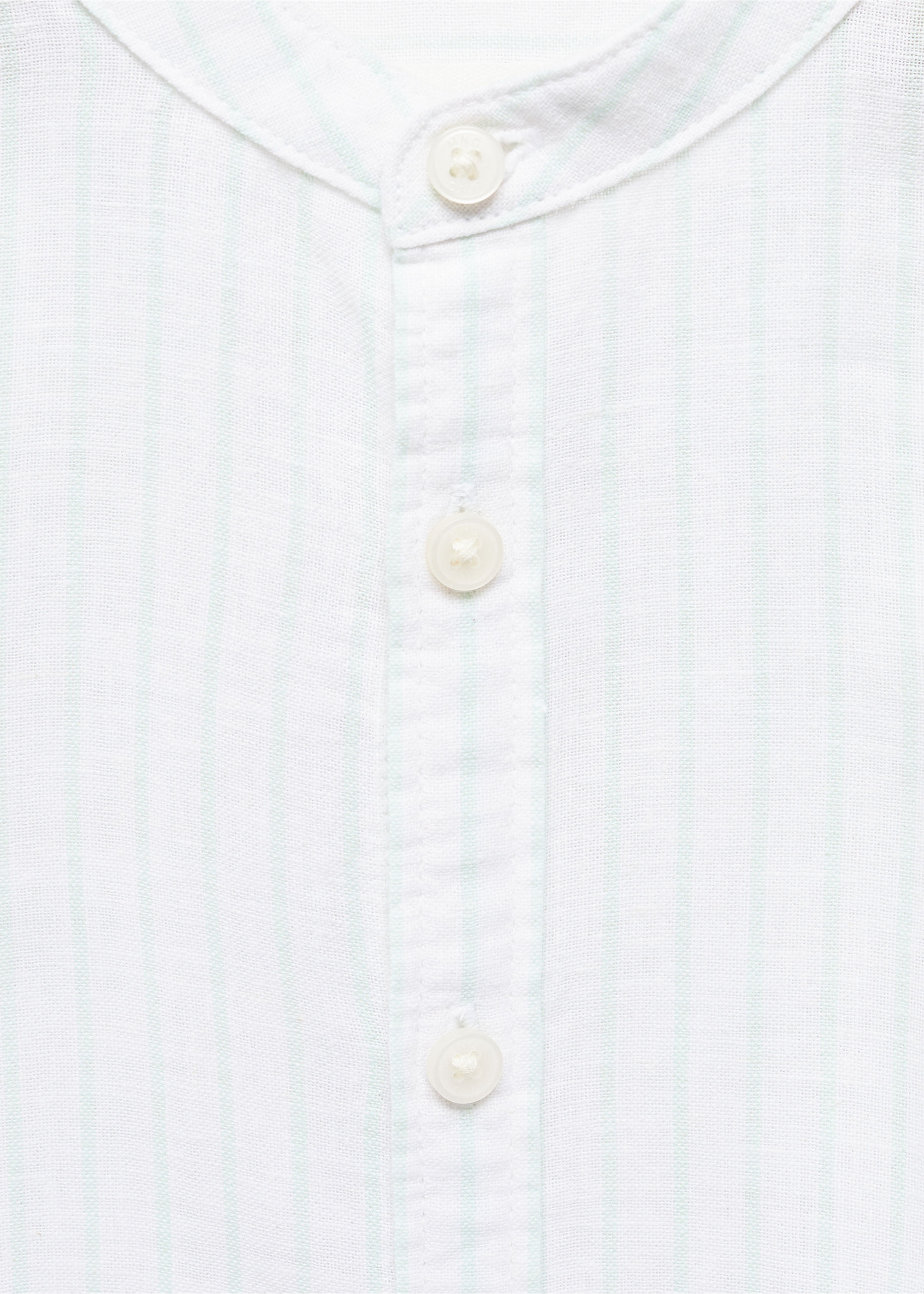 Striped mandarin-collar linen shirt - Details of the article 0