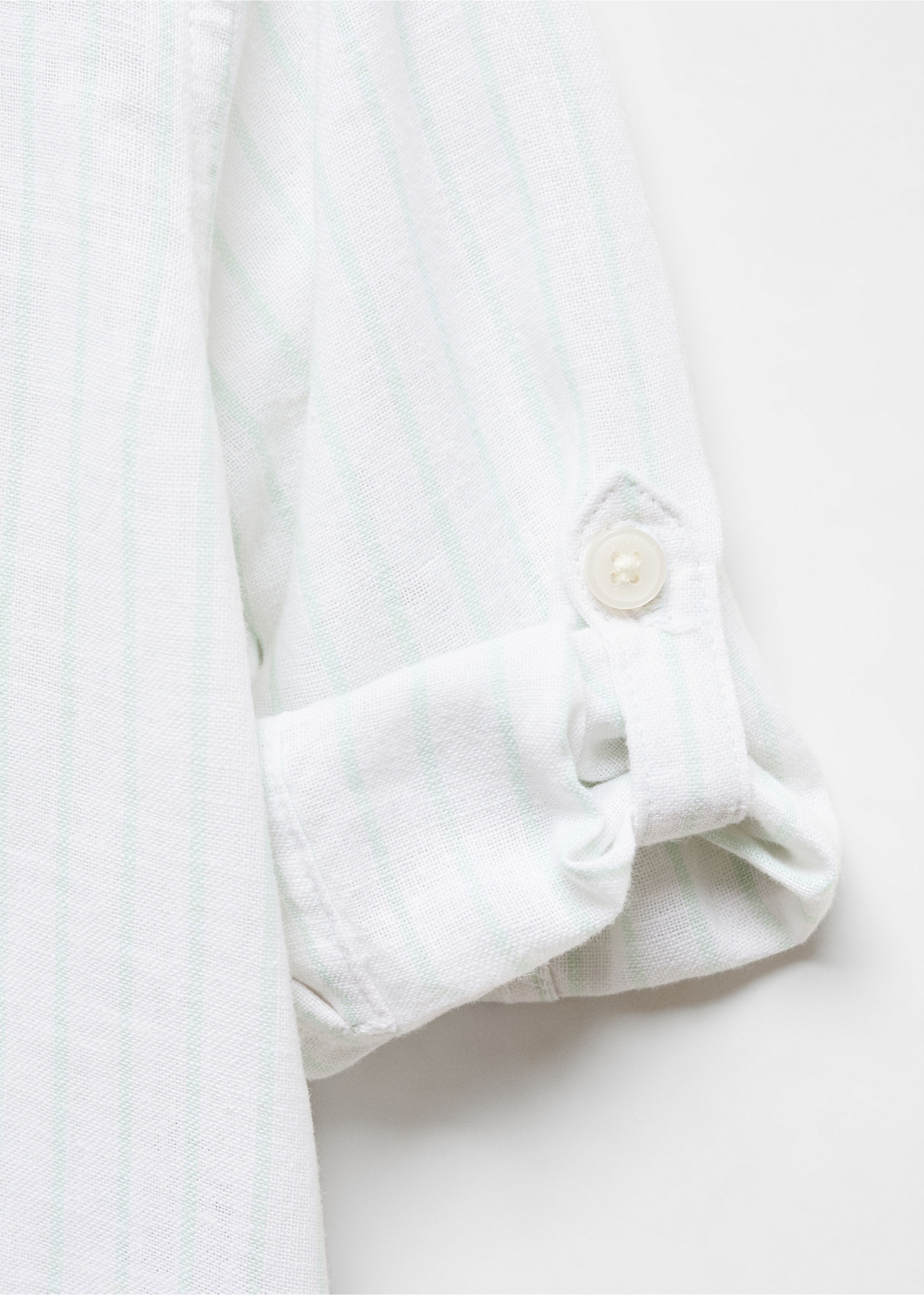 Striped mandarin-collar linen shirt - Details of the article 8