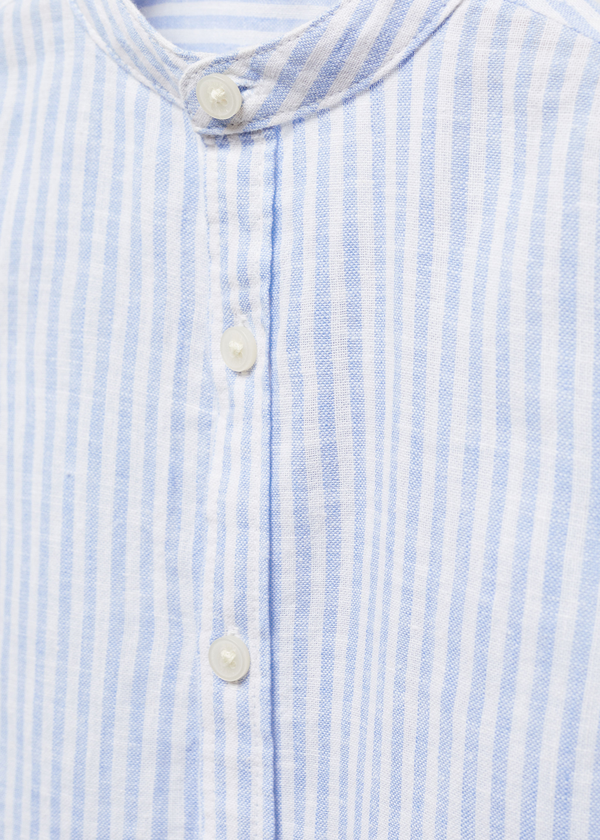 Striped mandarin-collar linen shirt - Details of the article 8