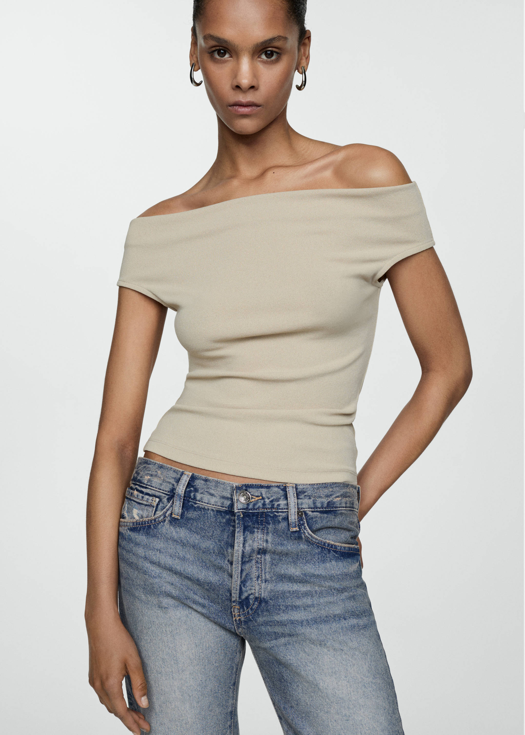 Ripped low-rise girlfriend jeans - Medium plane