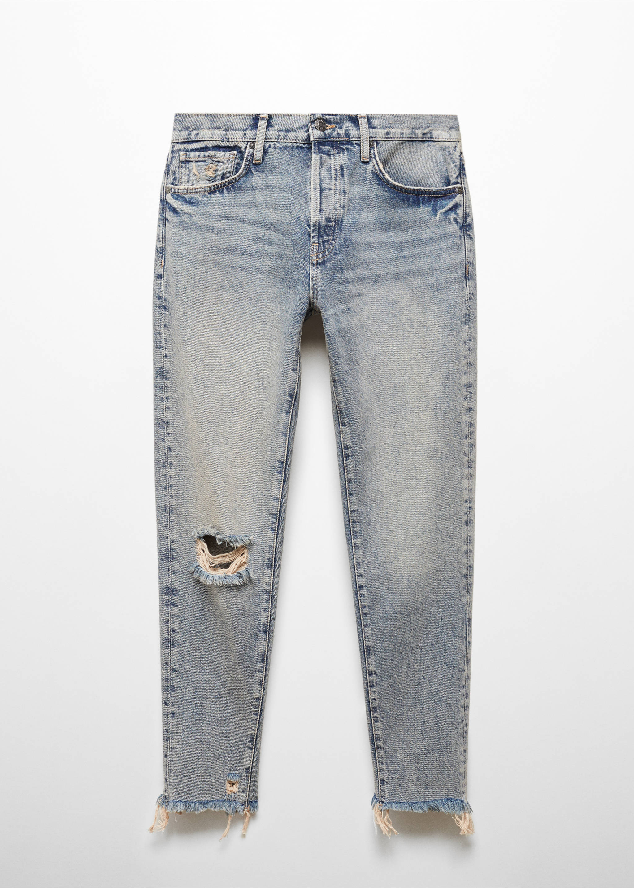 Ripped low-rise girlfriend jeans - Article without model, Medium Vintage Blue. Ref: 67024790-00.