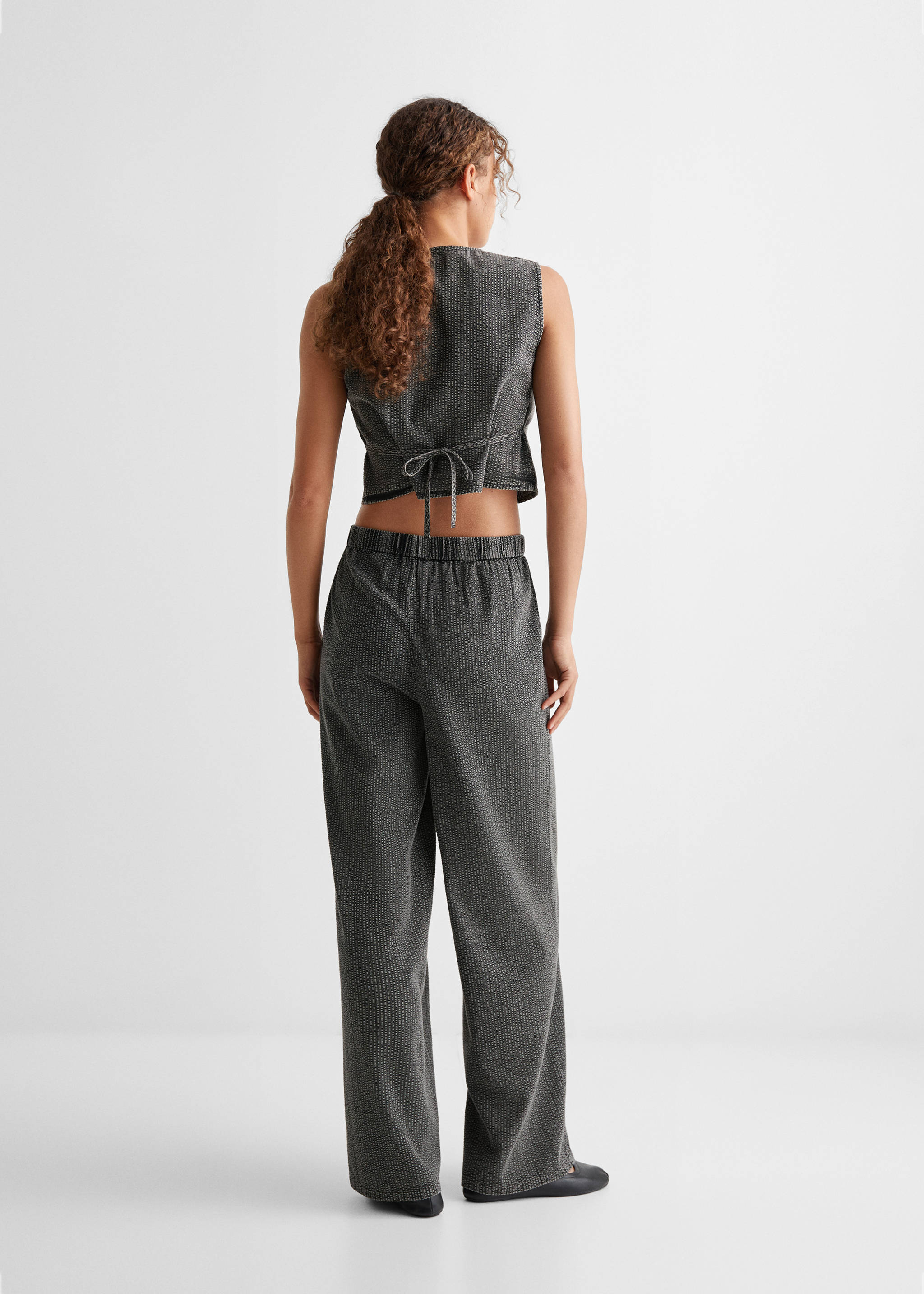 Textured wide leg trousers - Reverse of the article