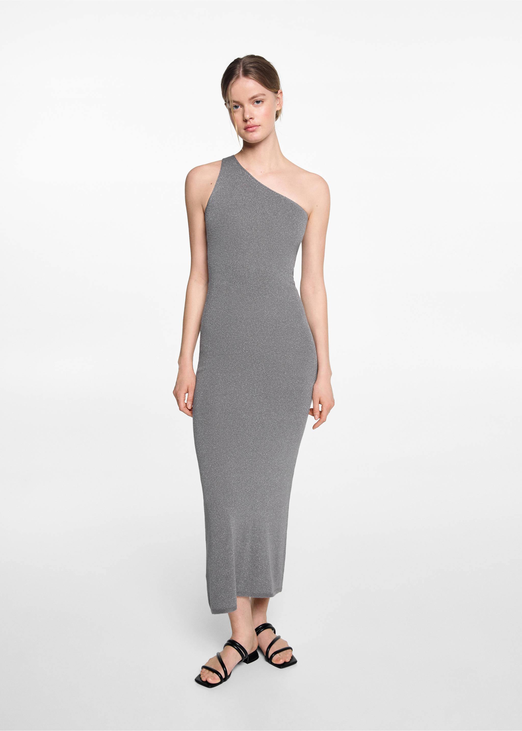Asymmetrical lurex dress - General plane, Silver. Ref: 67025154-00.