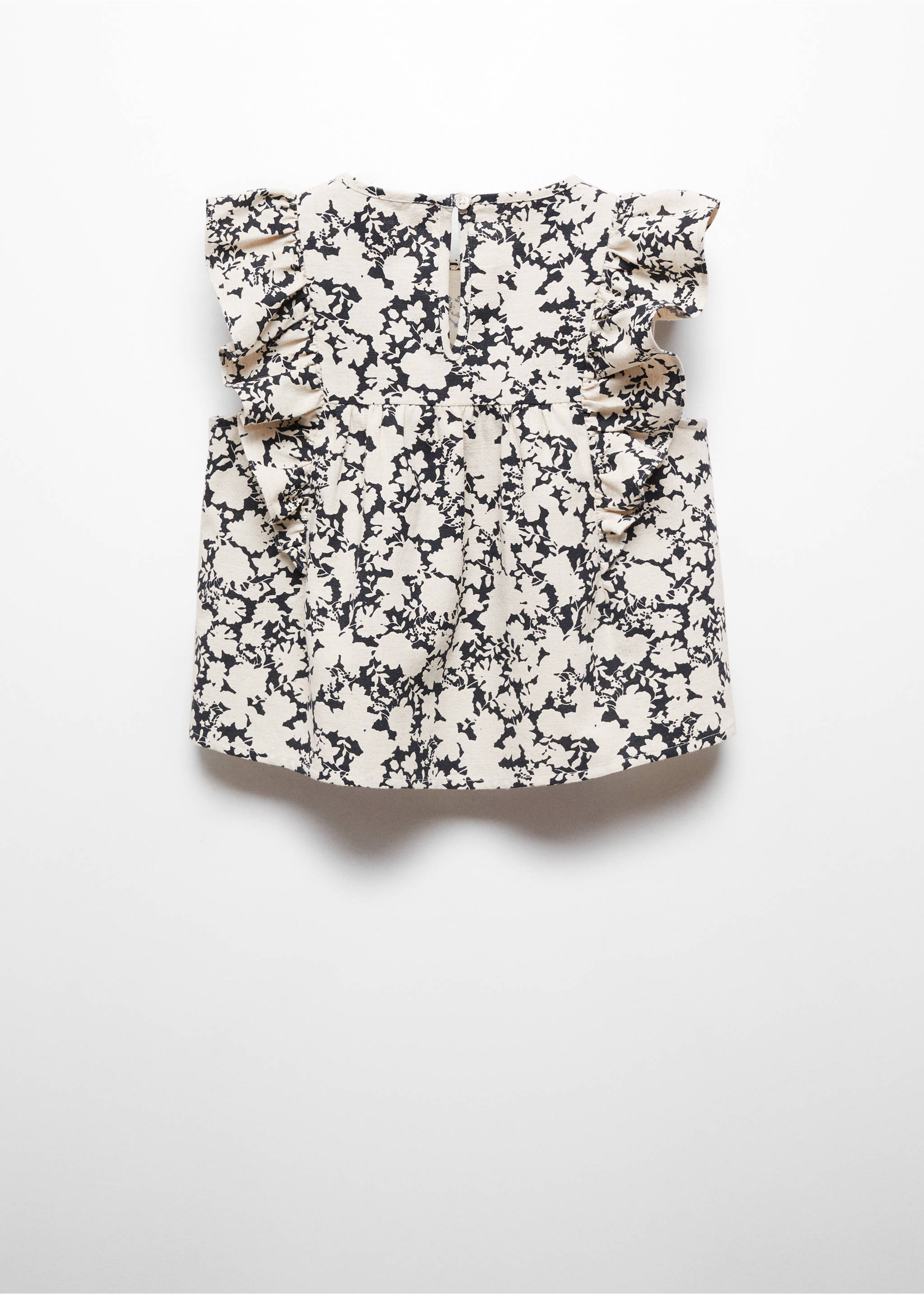 Lněná halenka s volány - Zadní strana zboží, Černá. Ref: 67025739-00.