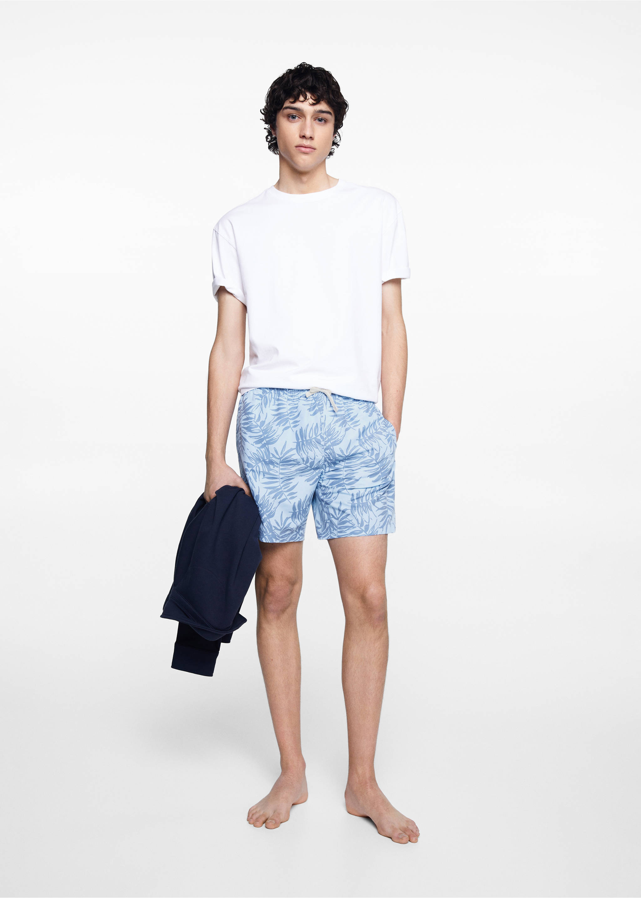 Bañador estampado hojas - Plano general, Azul. Ref: 67025740-00.