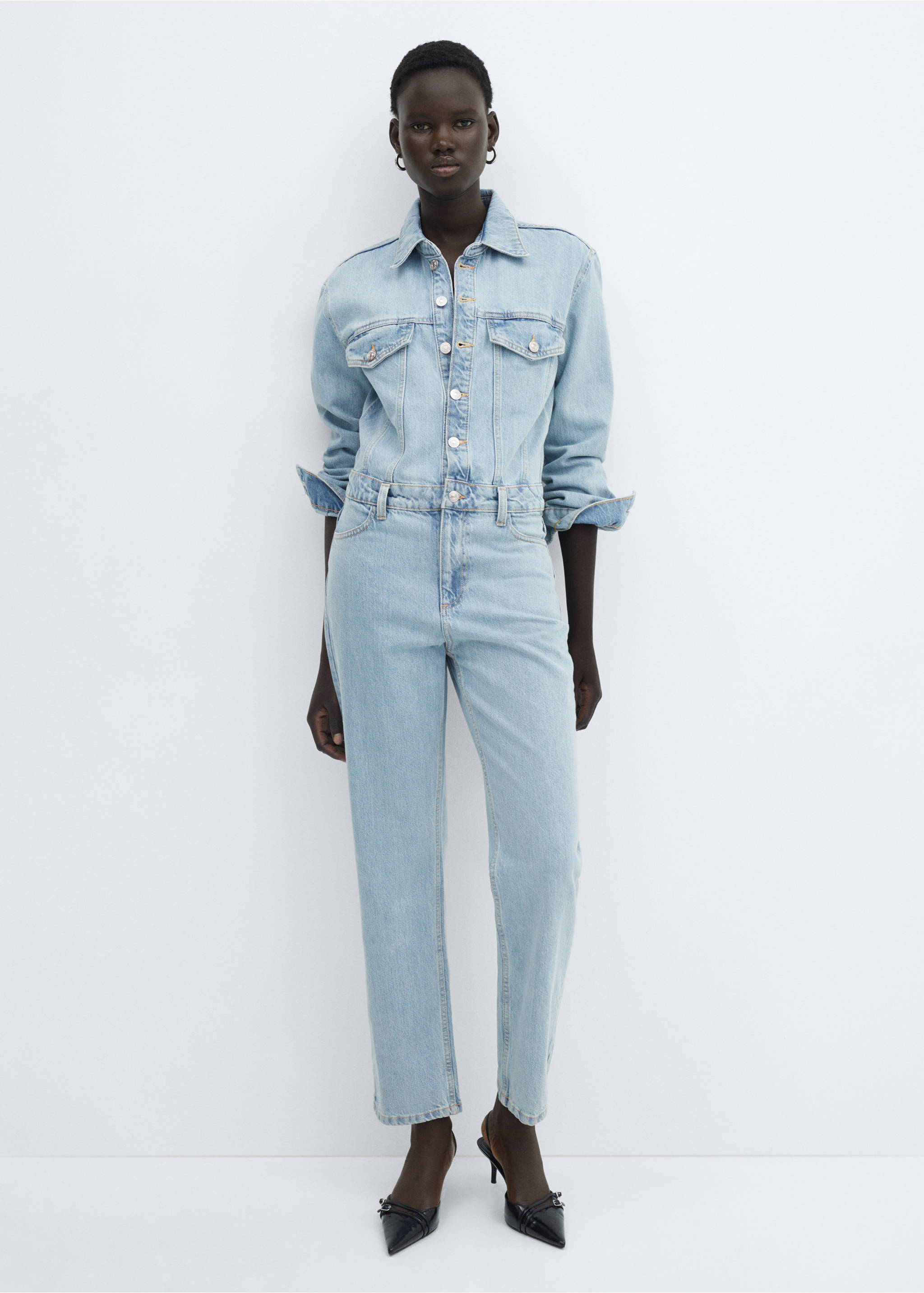 Denim jumpsuit buttons - General plane, Medium Blue. Ref: 67025744-00.