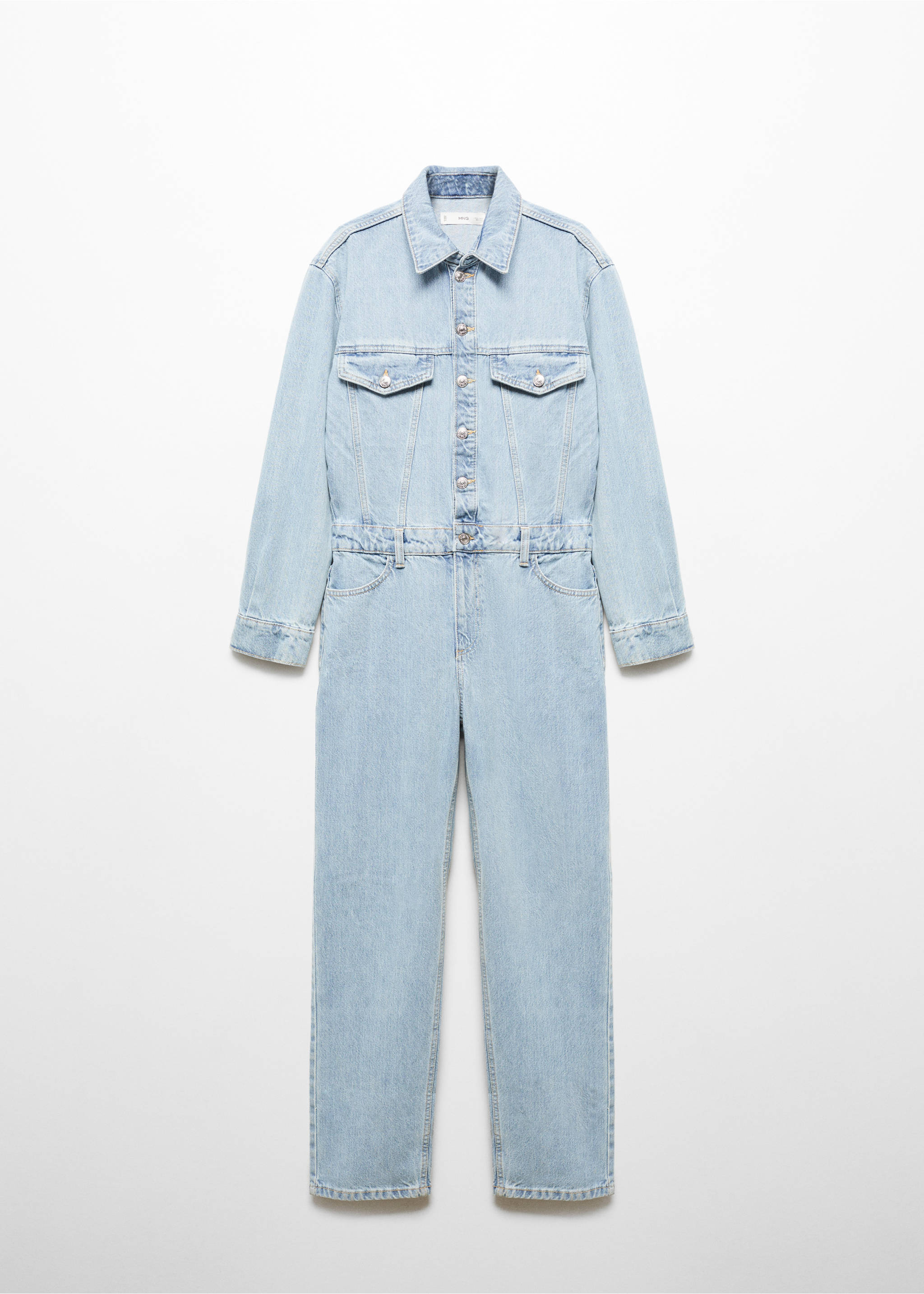 Spijkerjumpsuit met knopen - Artikel zonder model, Middenblauw. Ref: 67025744-00.