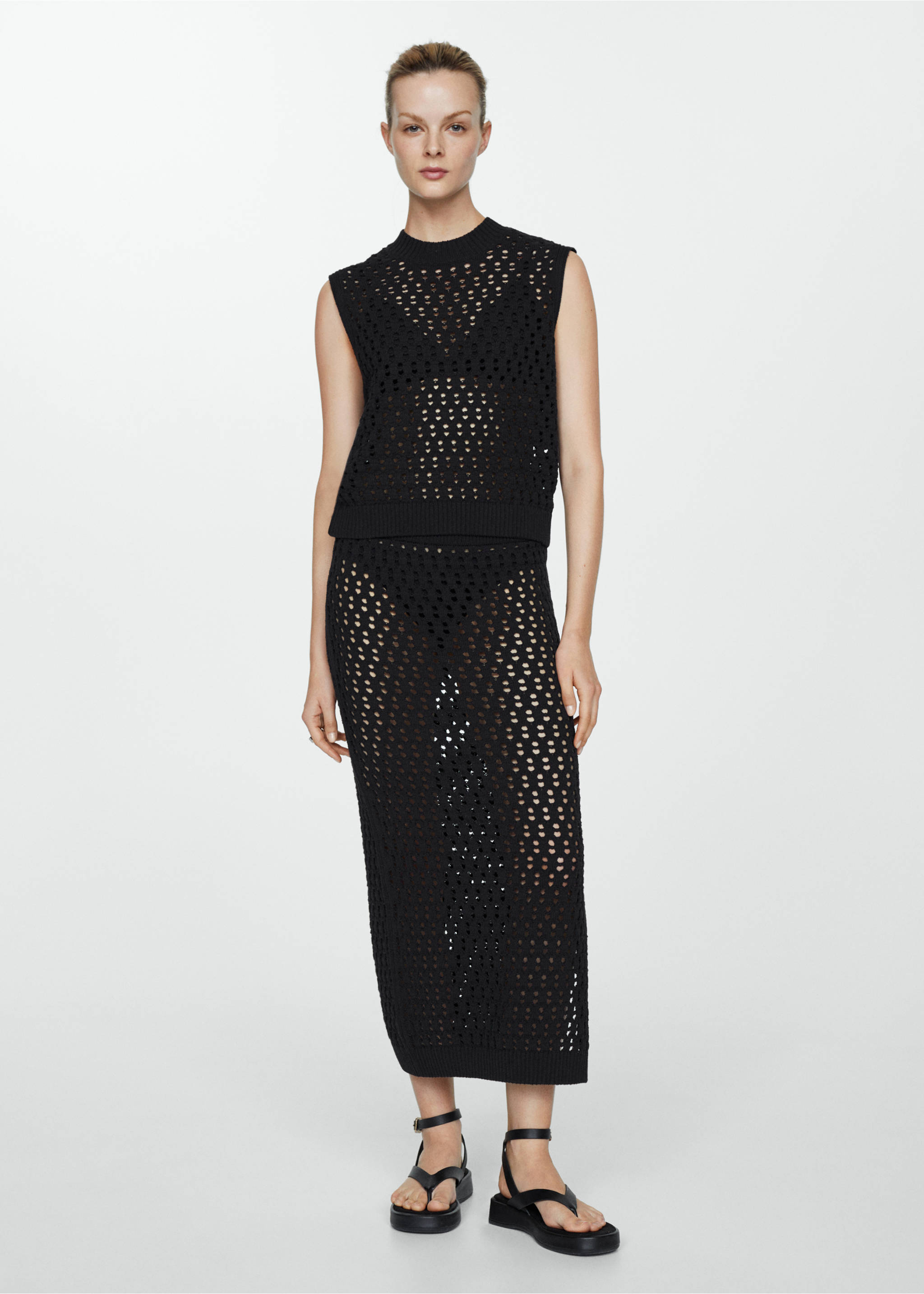 Platform strap sandals - General plane, Black. Ref: 67025747-00.