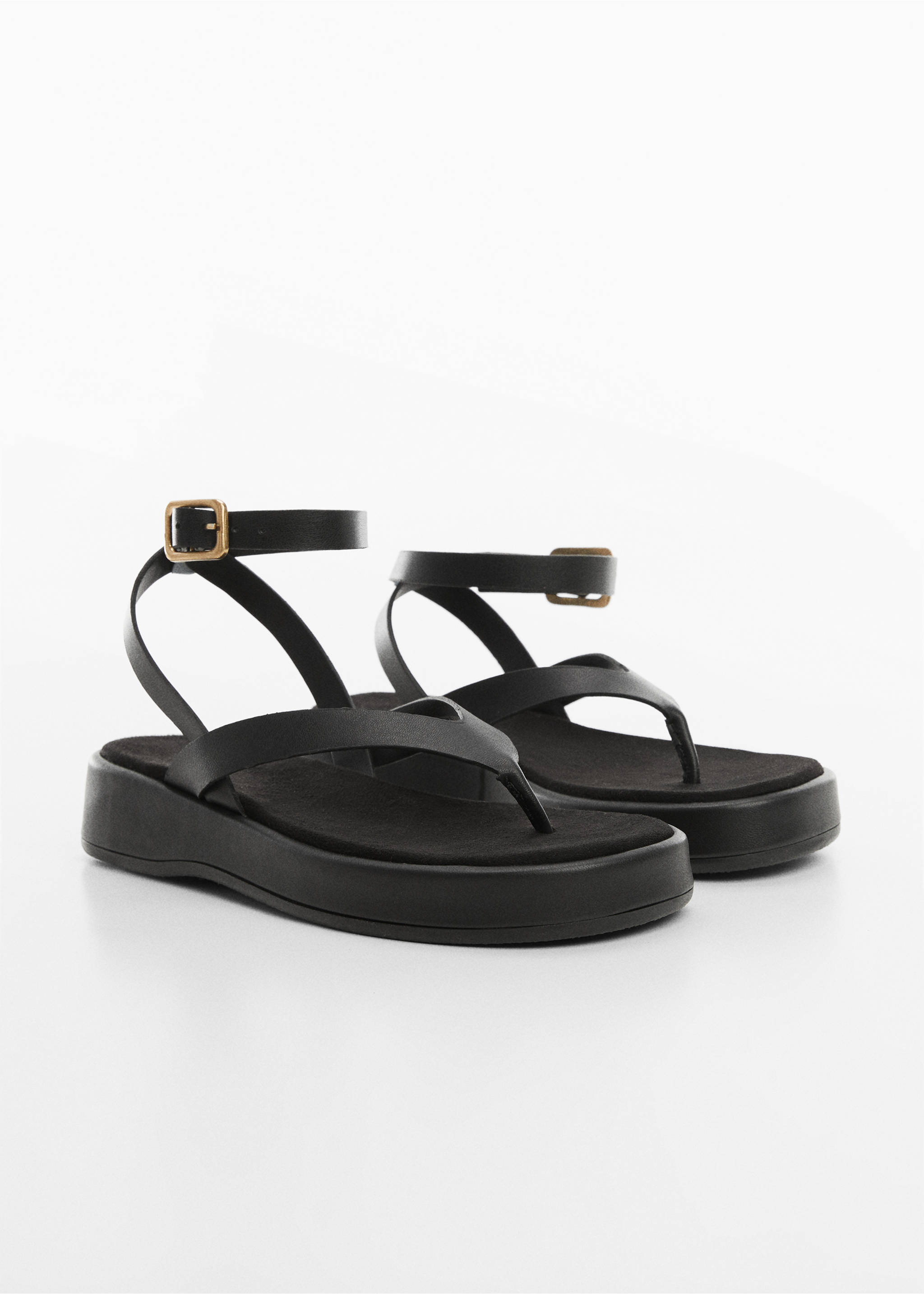 Platform strap sandals - Medium plane, Black. Ref: 67025747-00.
