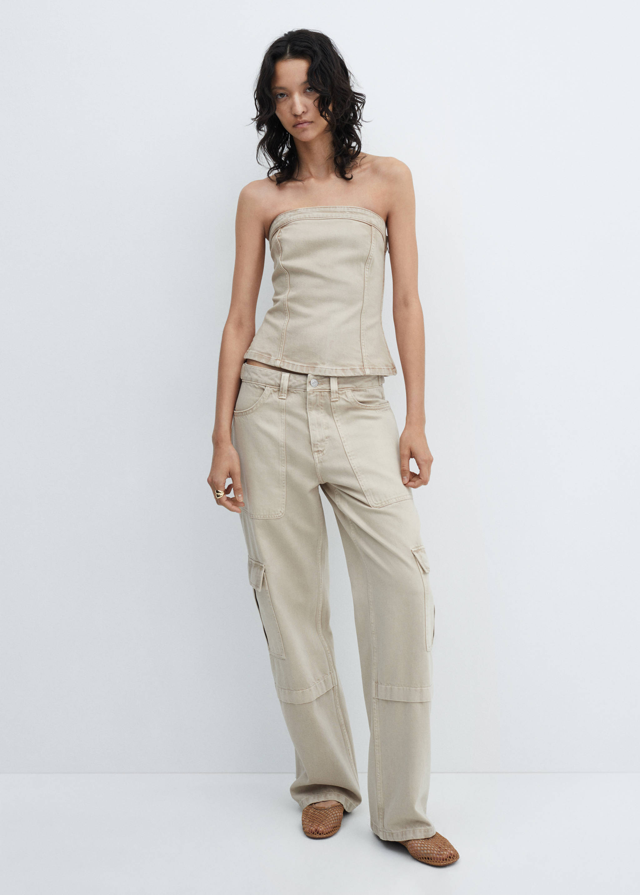 Denim strapless top - General plane