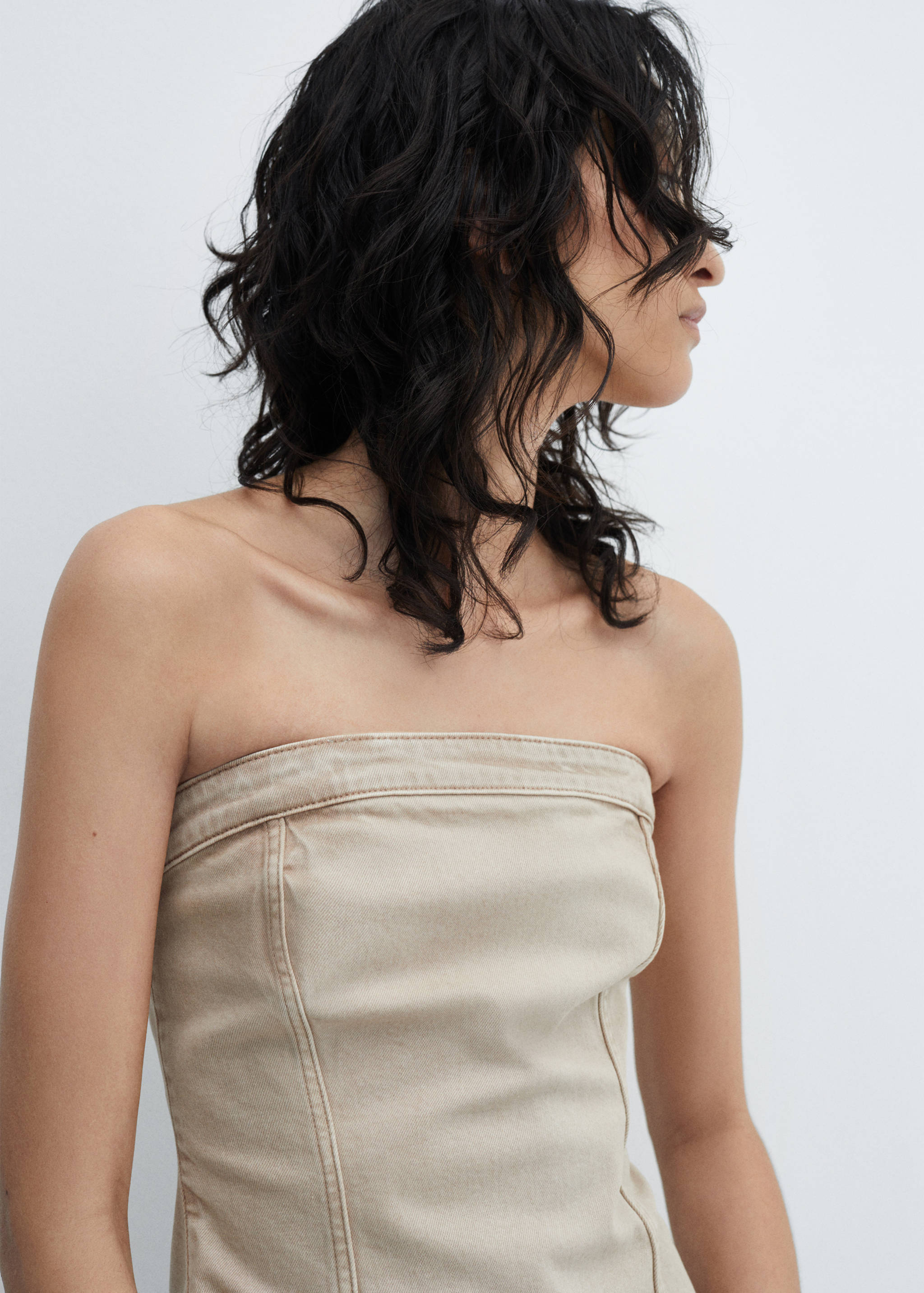 Denim strapless top - Details of the article 1