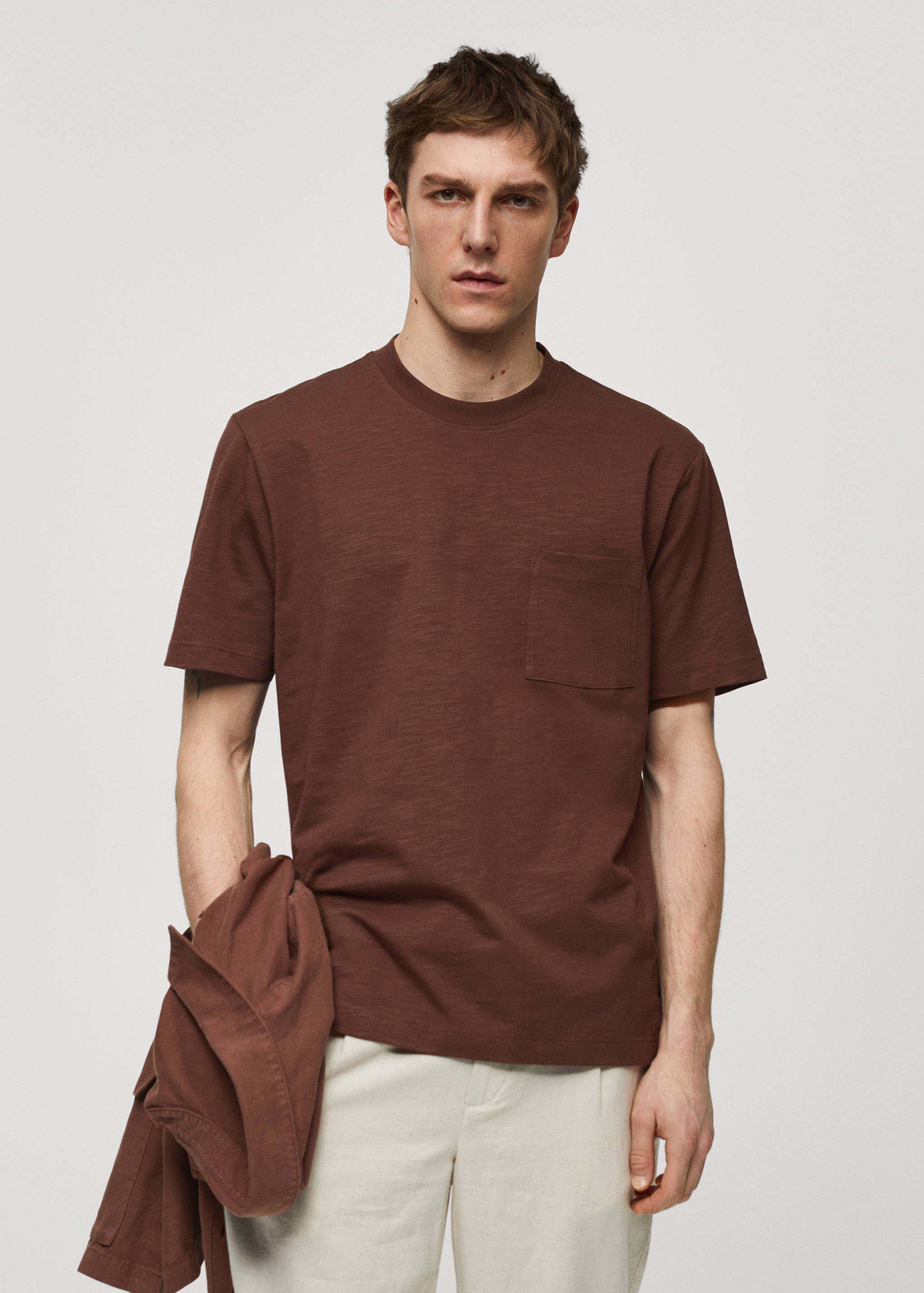 100% cotton t-shirt with pocket - Medium plane