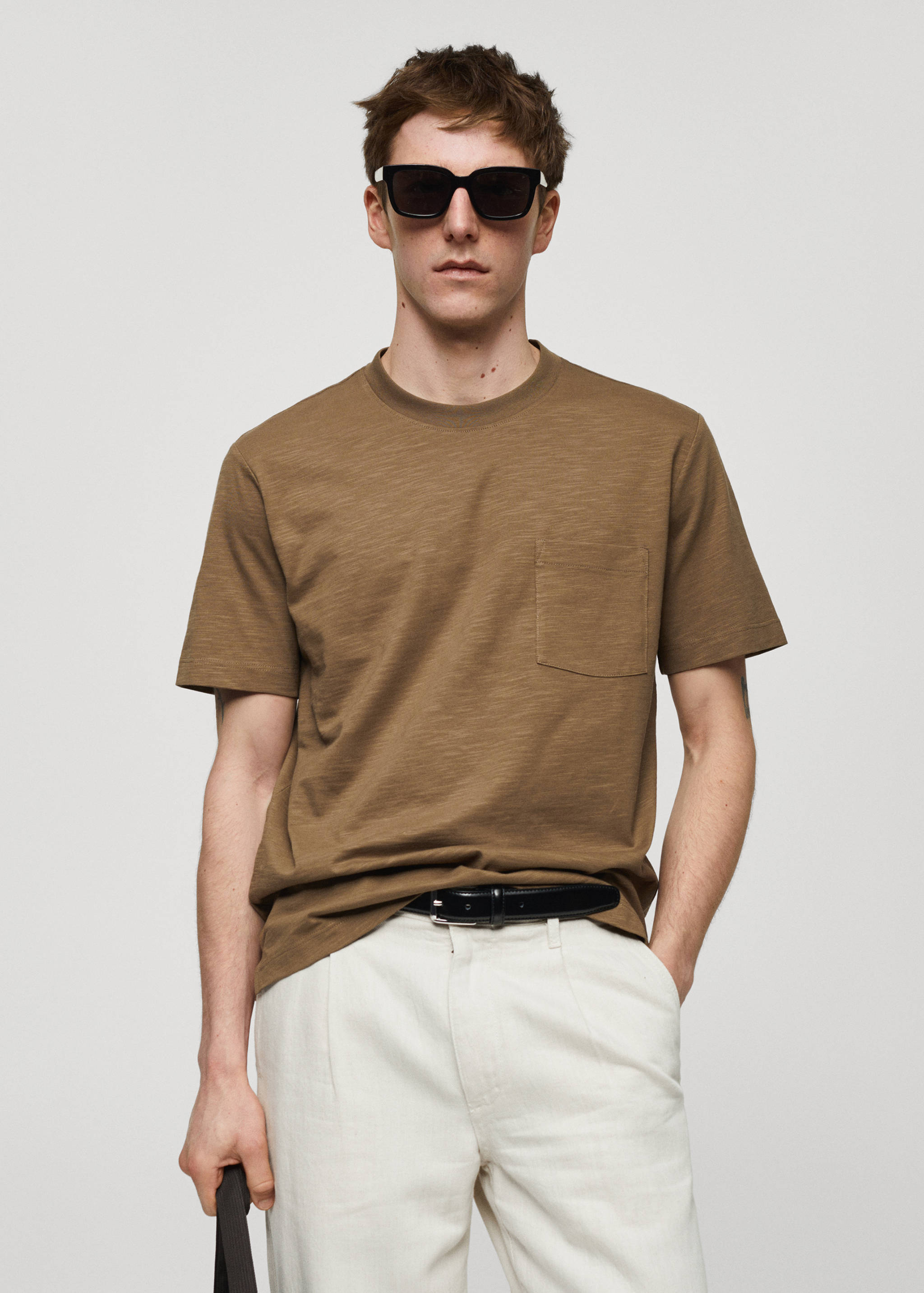 100% cotton t-shirt with pocket - Medium plane