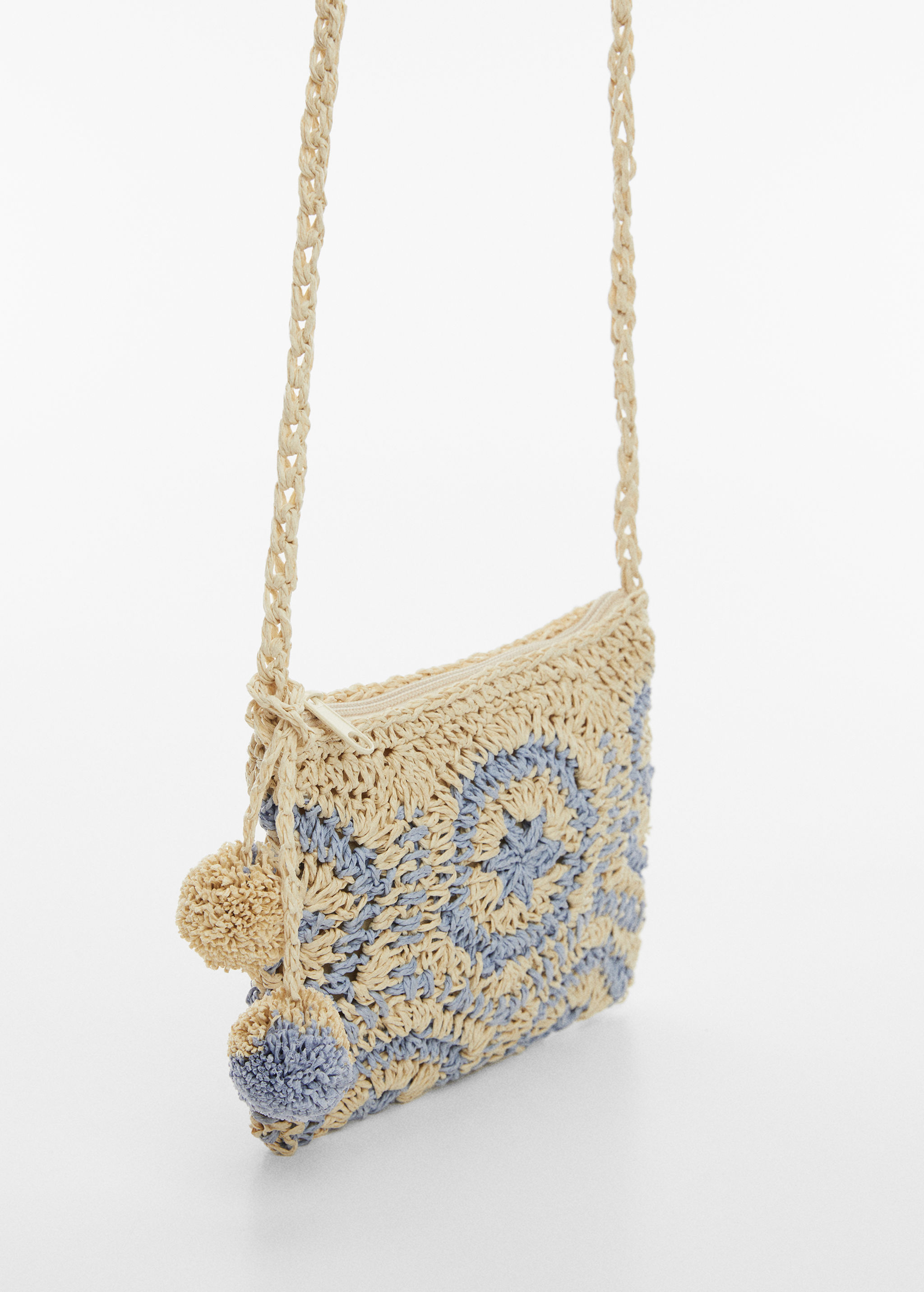 Raffia bag with tassels - Medium plane