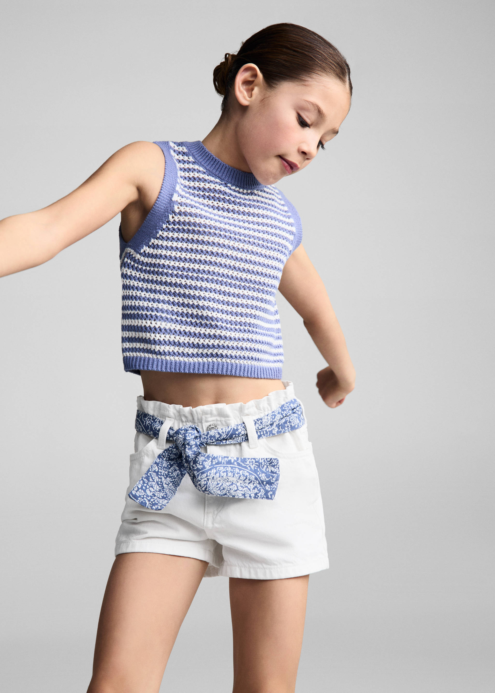 Paperbag shorts with belt - Medium plane