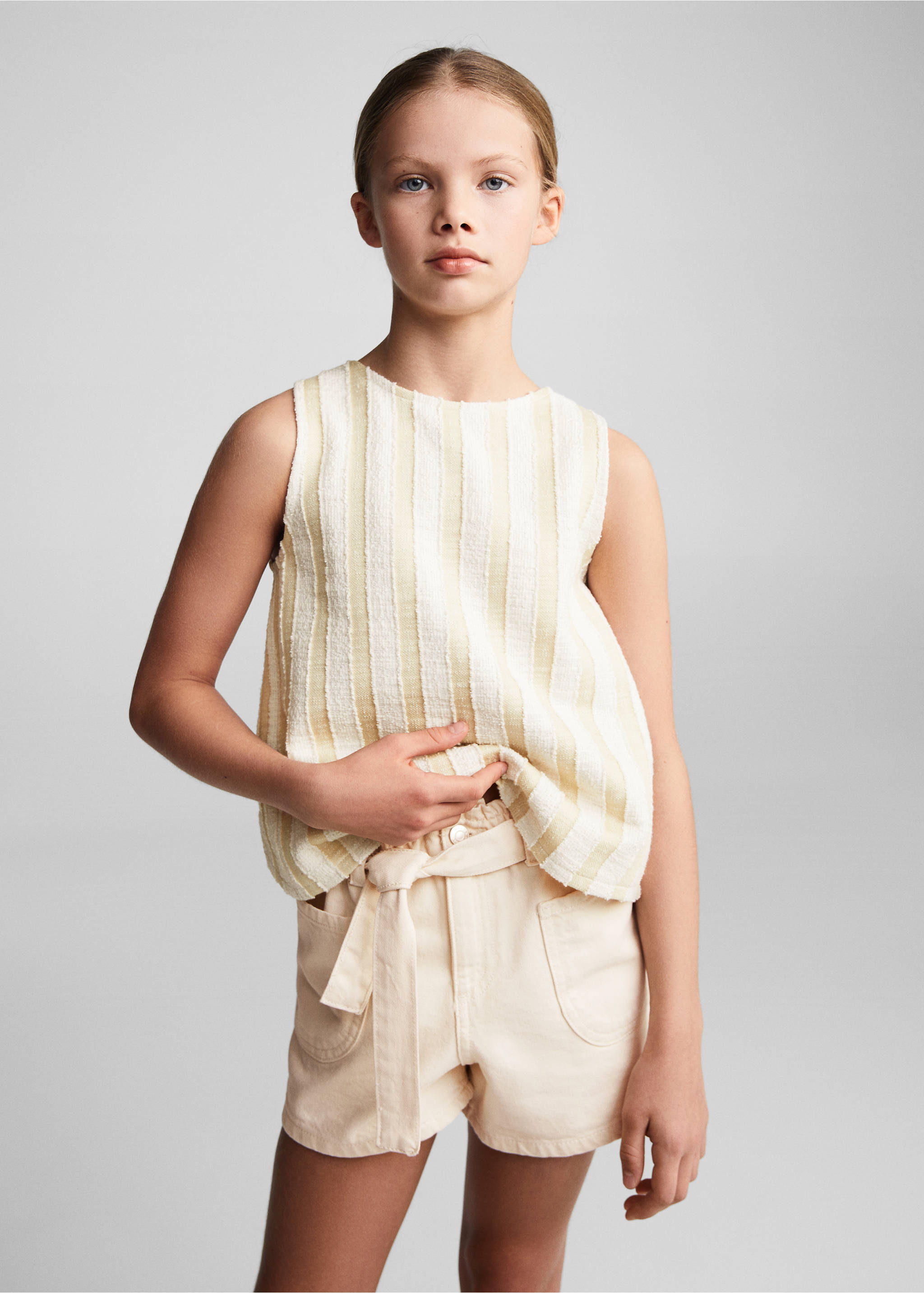 Short paperbag ceinture - Plan moyen, Sable. Ref: 67026013-00.
