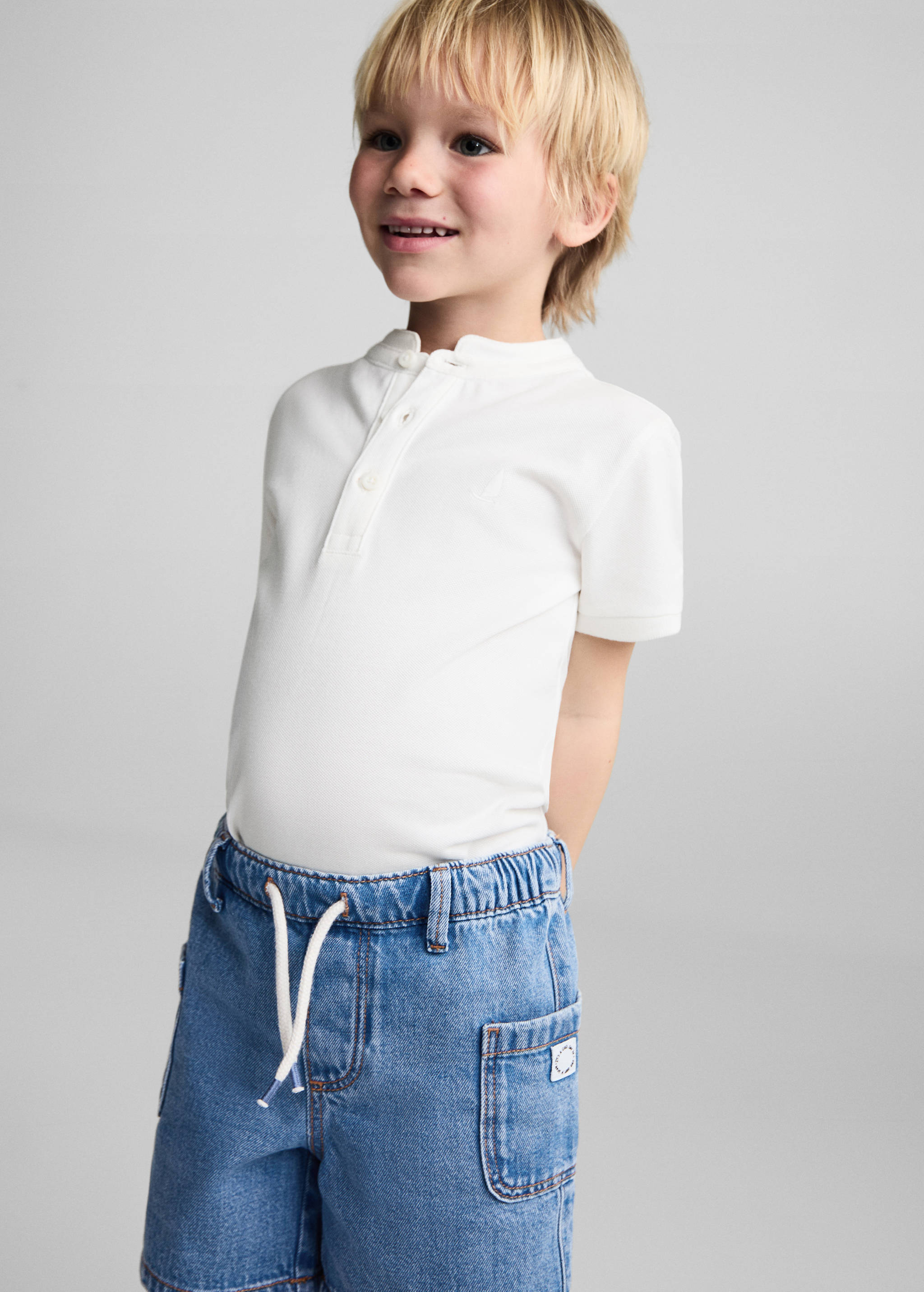 Elastic waist denim Bermuda shorts - Medium plane