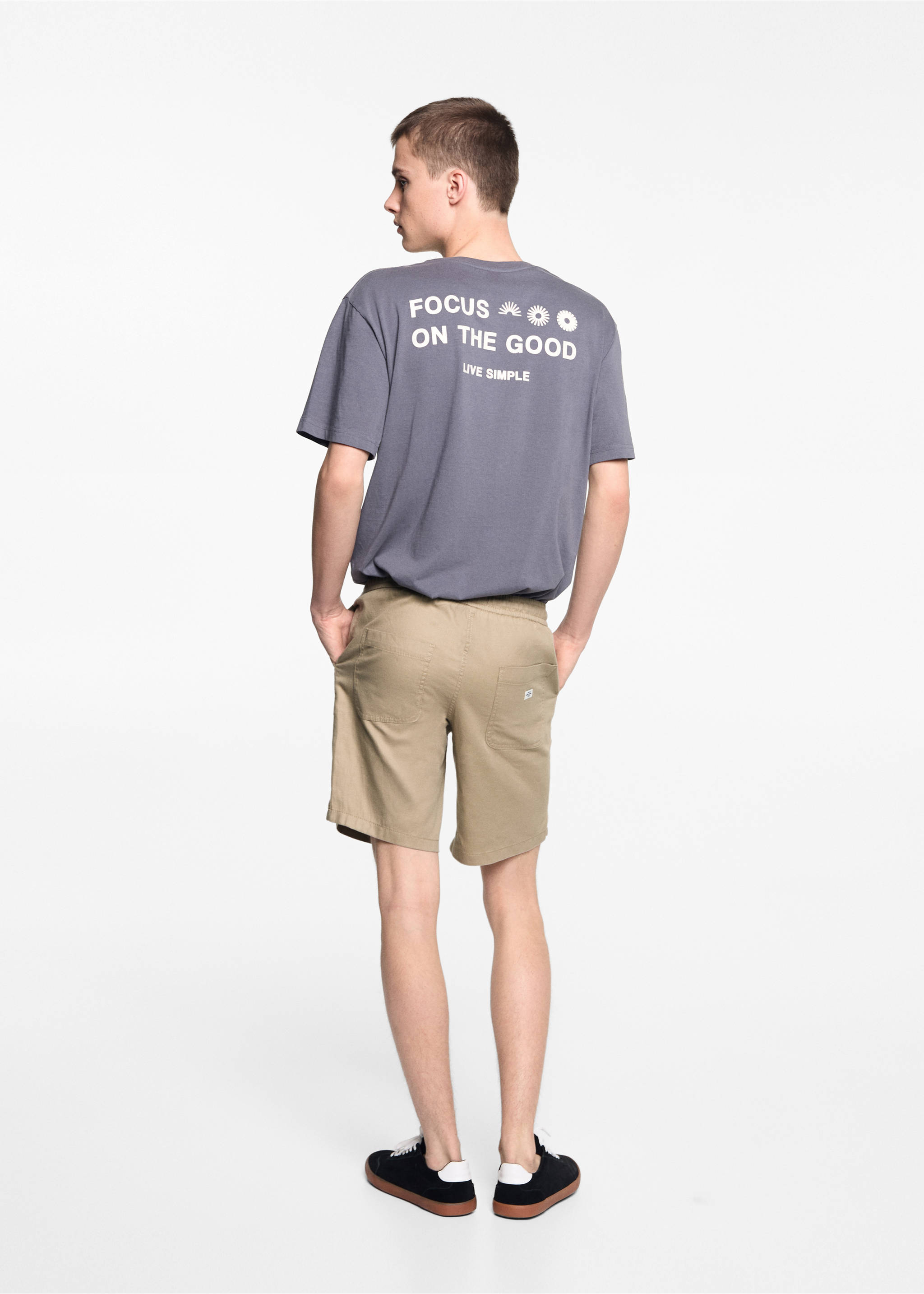 Bermudas cordón lino - Reverso del artículo, Beige. Ref: 67026018-00.
