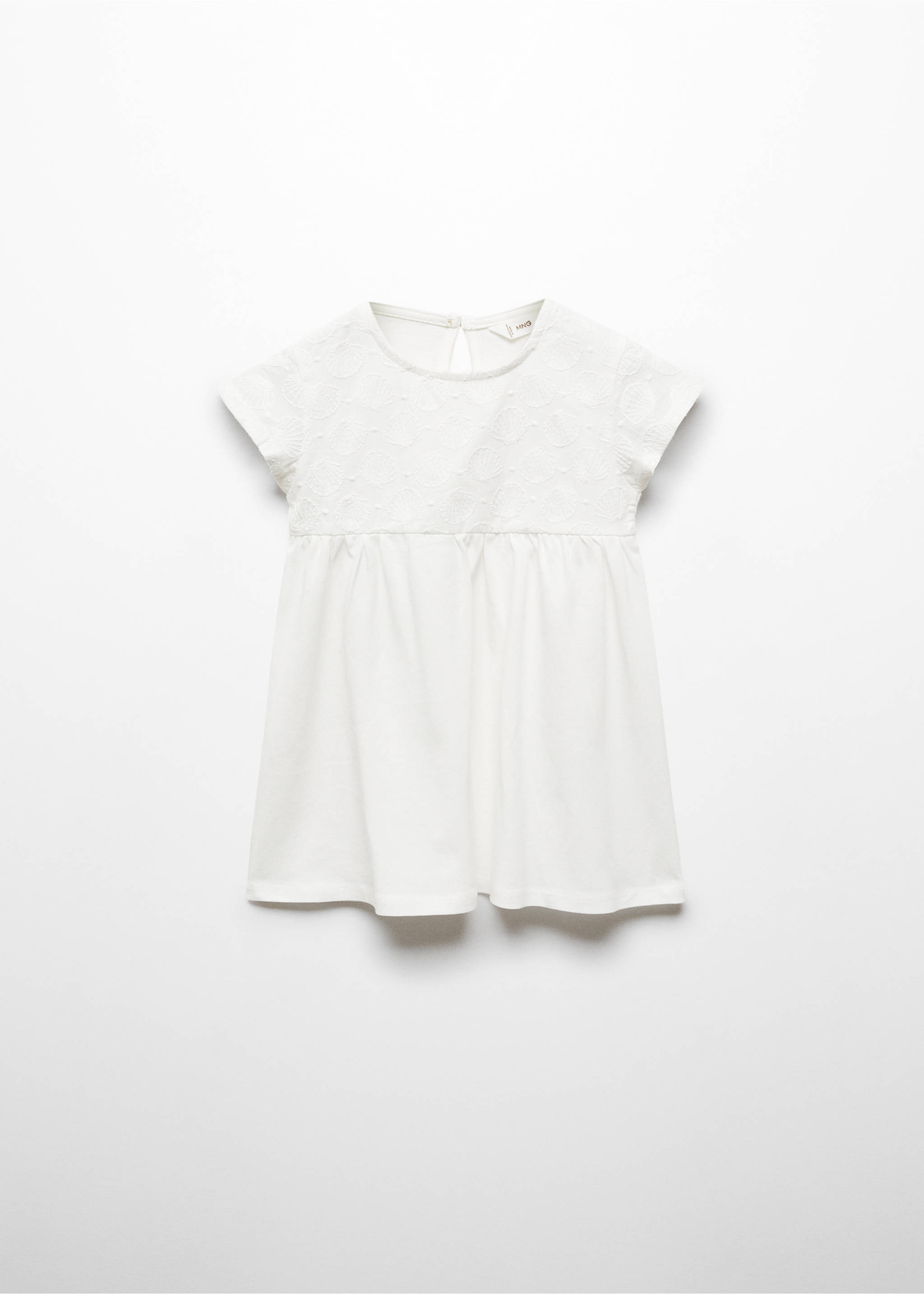 Embroidered printed dress - Article without model, Off White. Ref: 67026022-00.