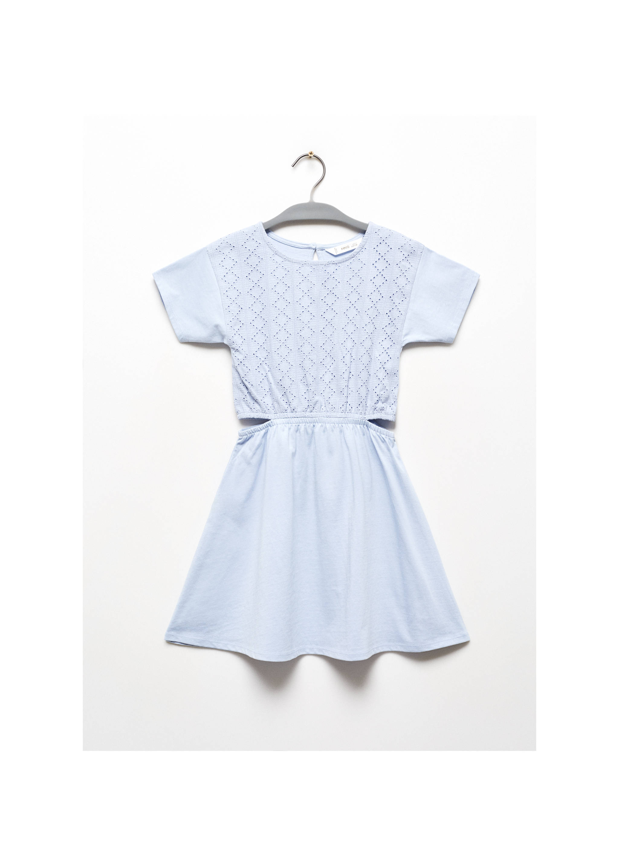 Robe brodée ouvertures latérales - Article sans modèle, Bleu ciel. Ref: 67026023-00.
