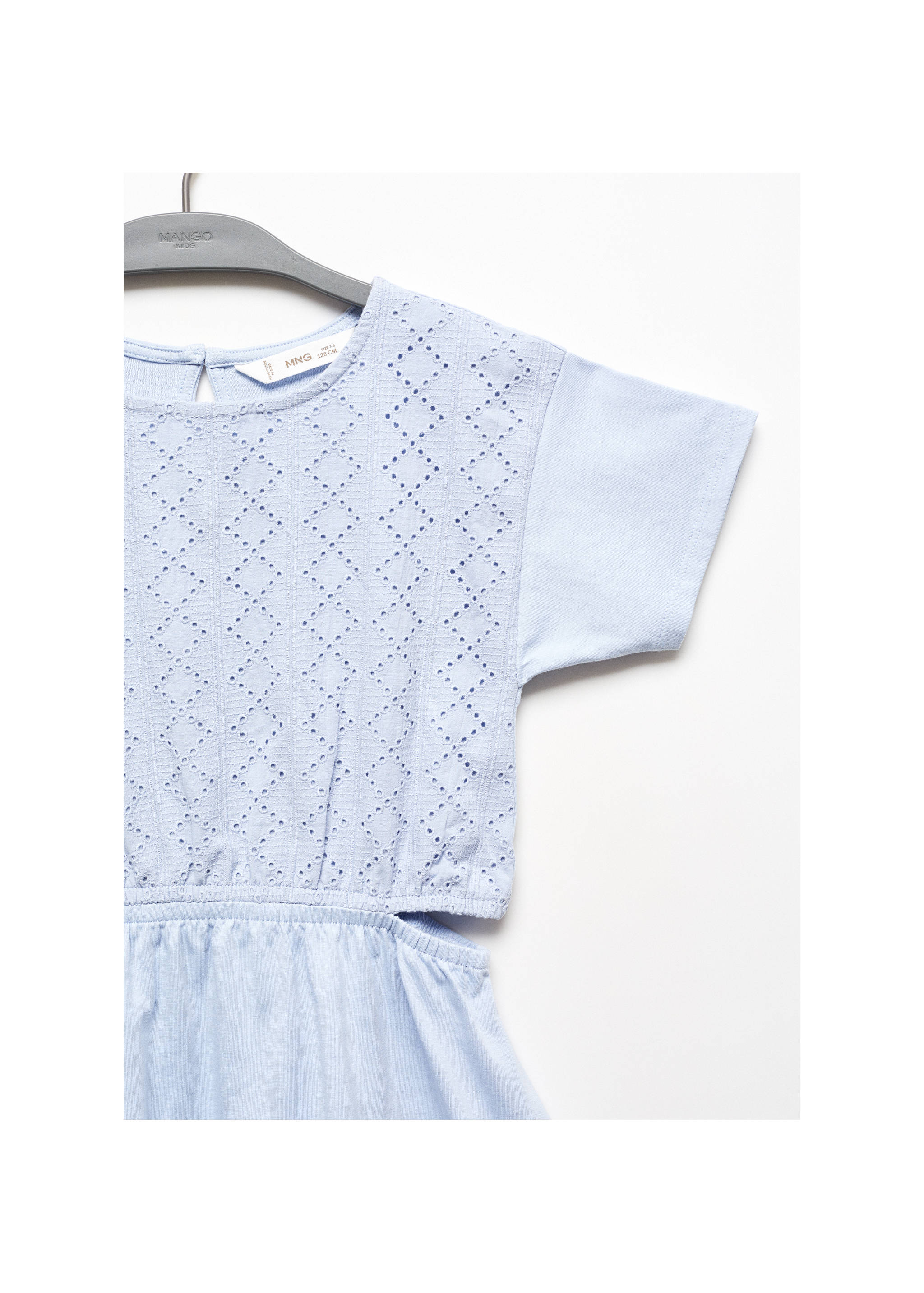 Robe brodée ouvertures latérales - Détail de l'article 8, Bleu ciel. Ref: 67026023-00.