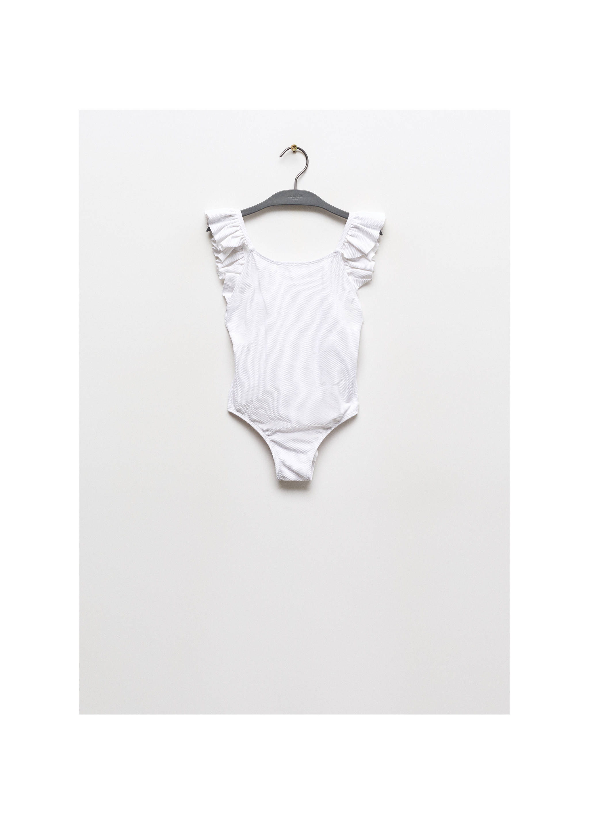 Texture ruffle swimsuit - Article without model, White. Ref: 67026024-00.