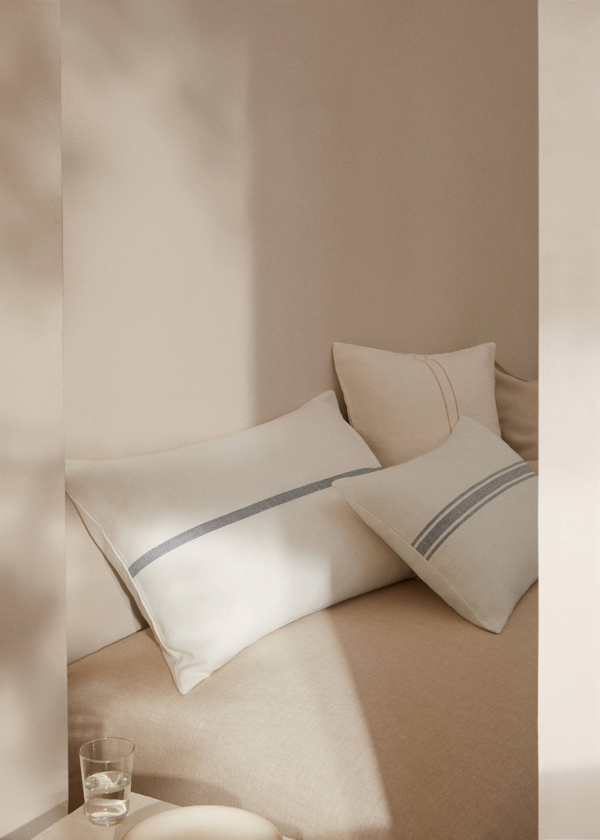 Housse de coussin lin coton rayure imprimée 50x75 cm - Plan général