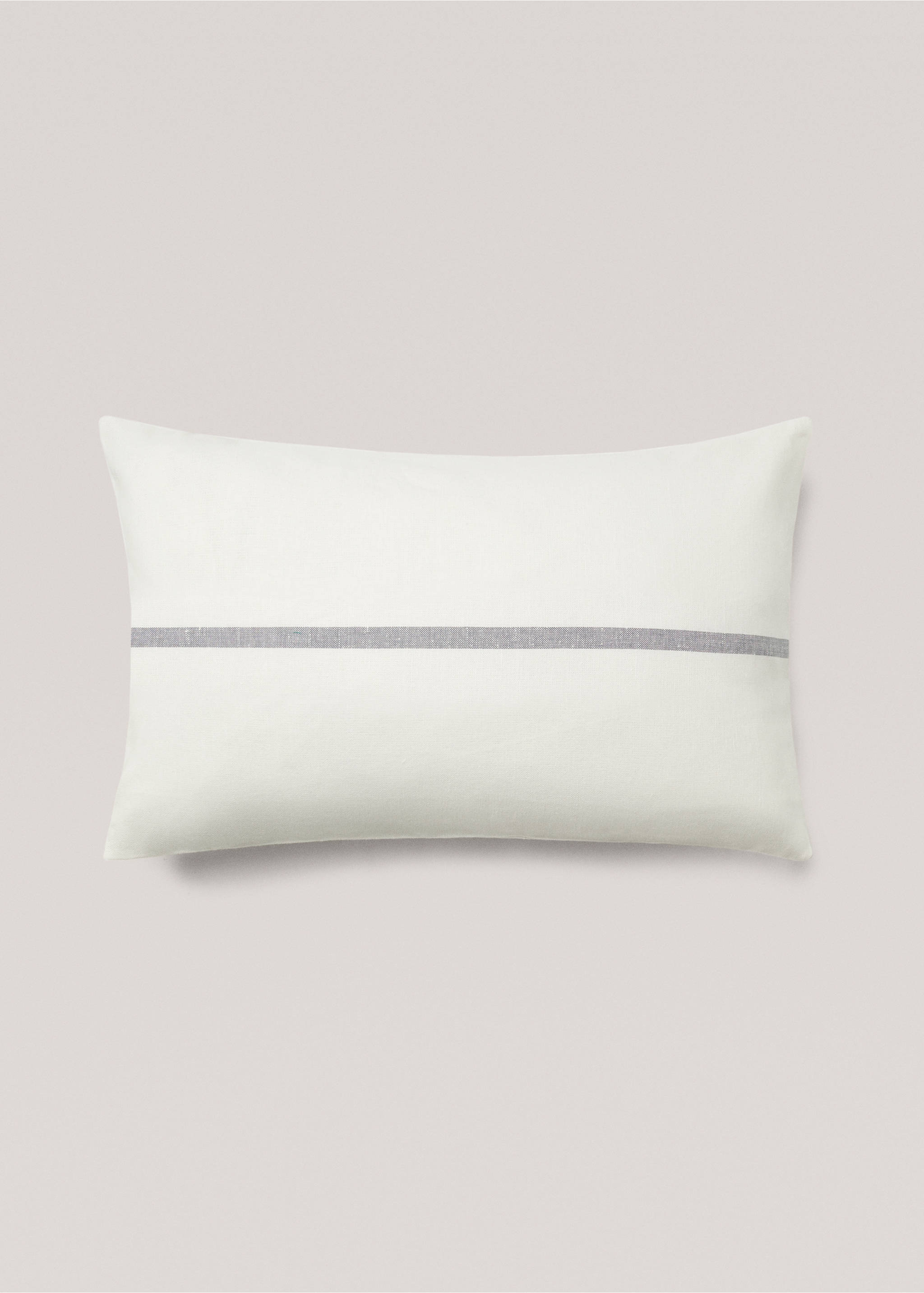 Housse de coussin lin coton rayure imprimée 50x75 cm - Article sans modèle, Blanc cassé. Ref: 67026035-00.