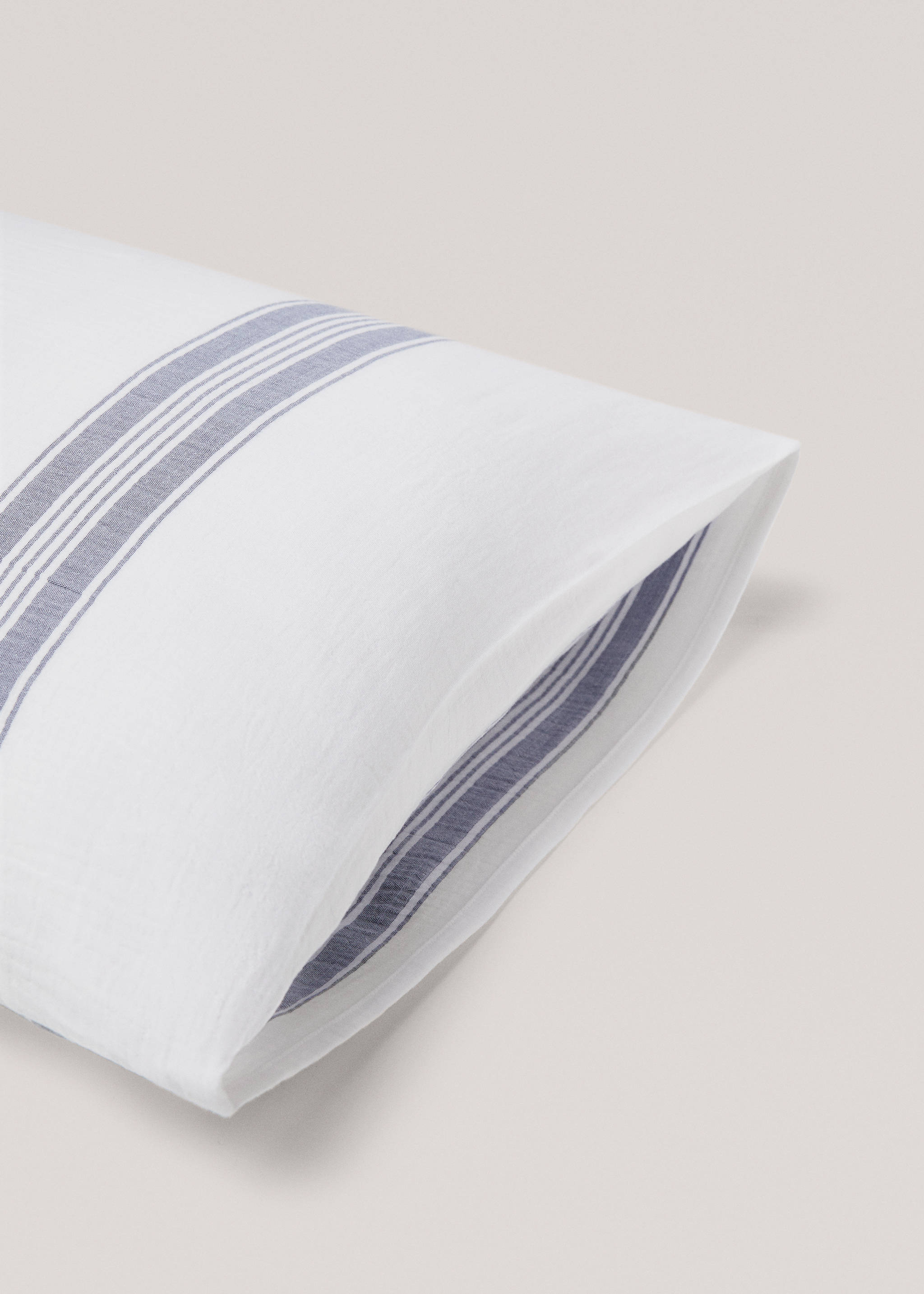 Striped textured cotton pillowcase 45x110cm - Details of the article 1