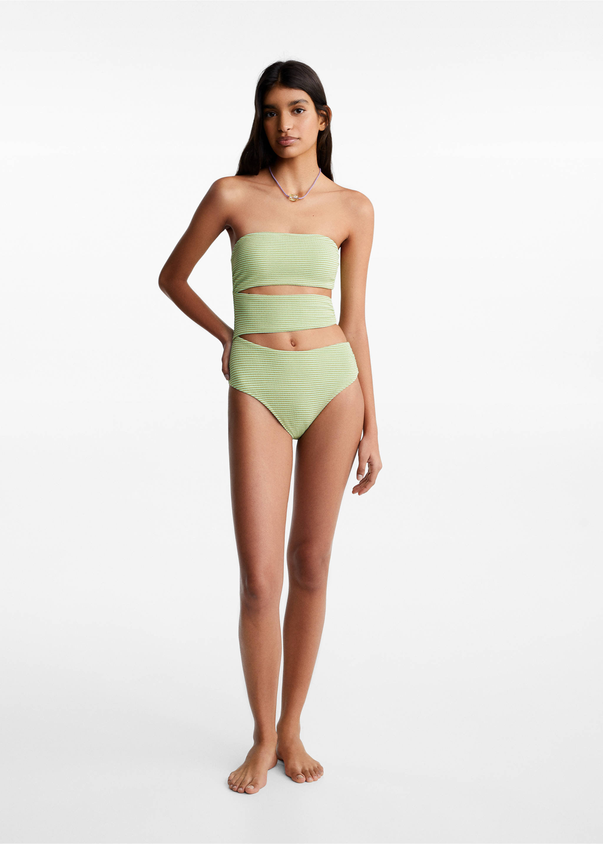 Cut-out detail swimsuit - General plane, Lime. Ref: 67026038-00.