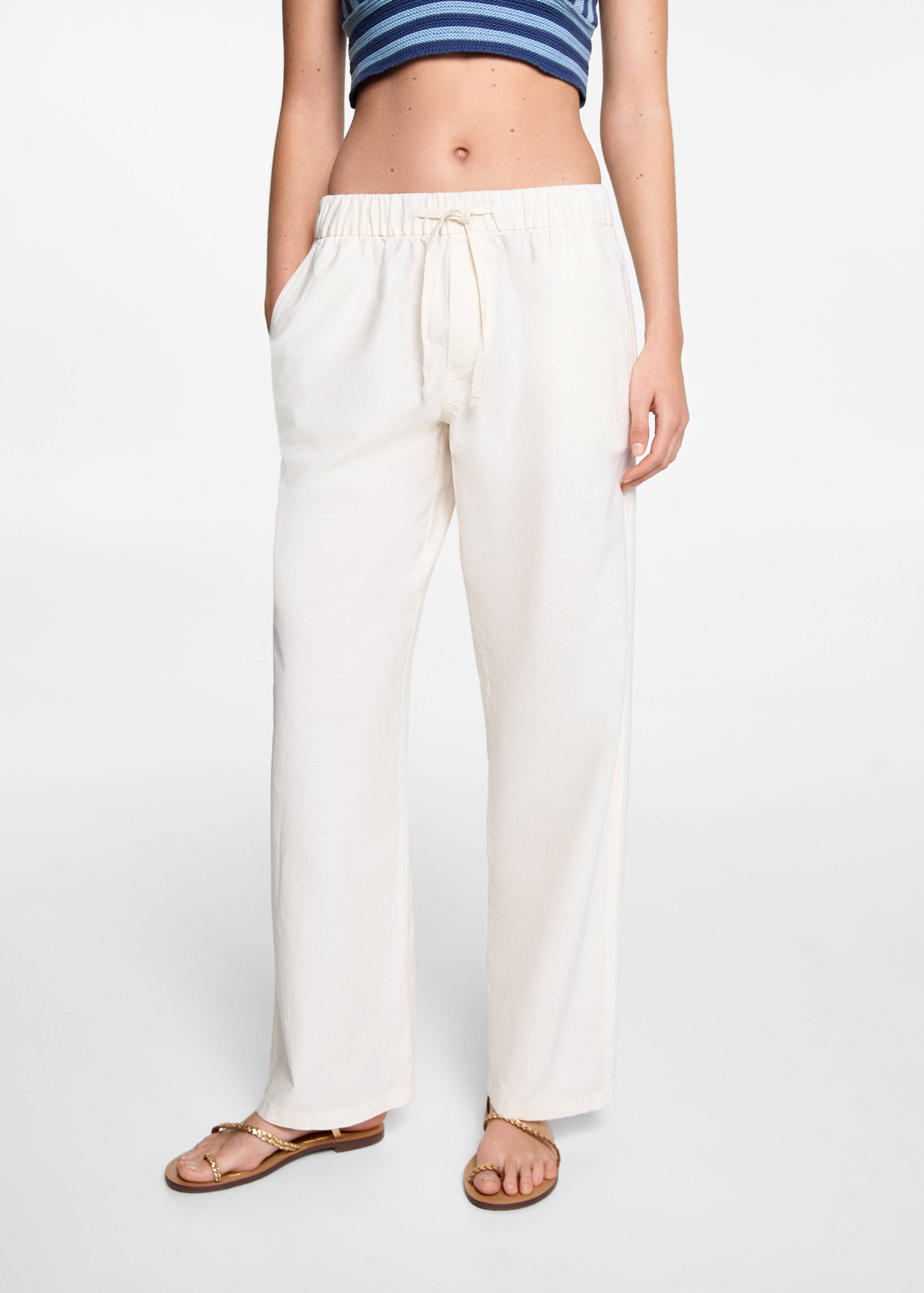 Straight linen-blend trousers - Details of the article 6