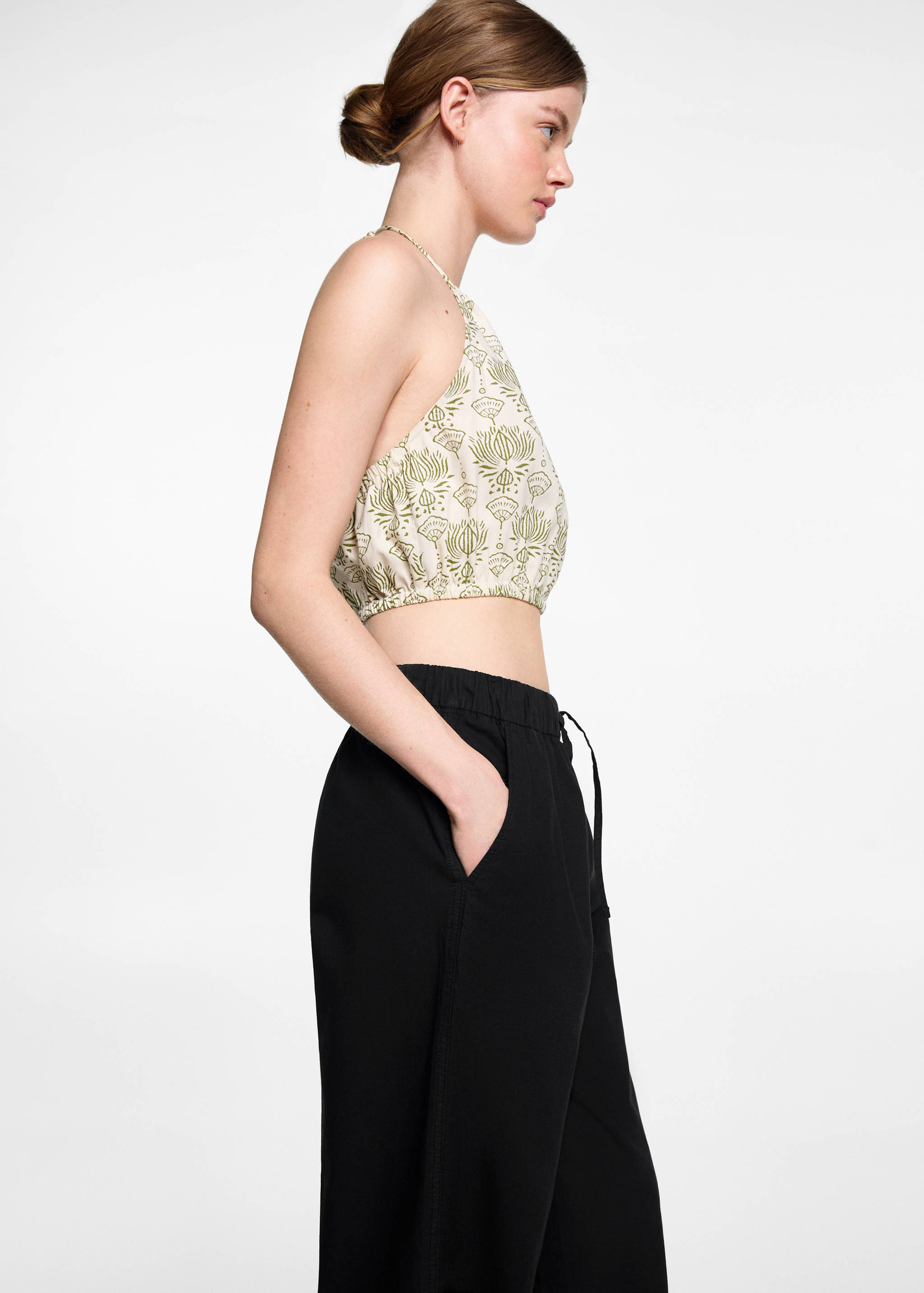 Straight linen-blend trousers - Medium plane