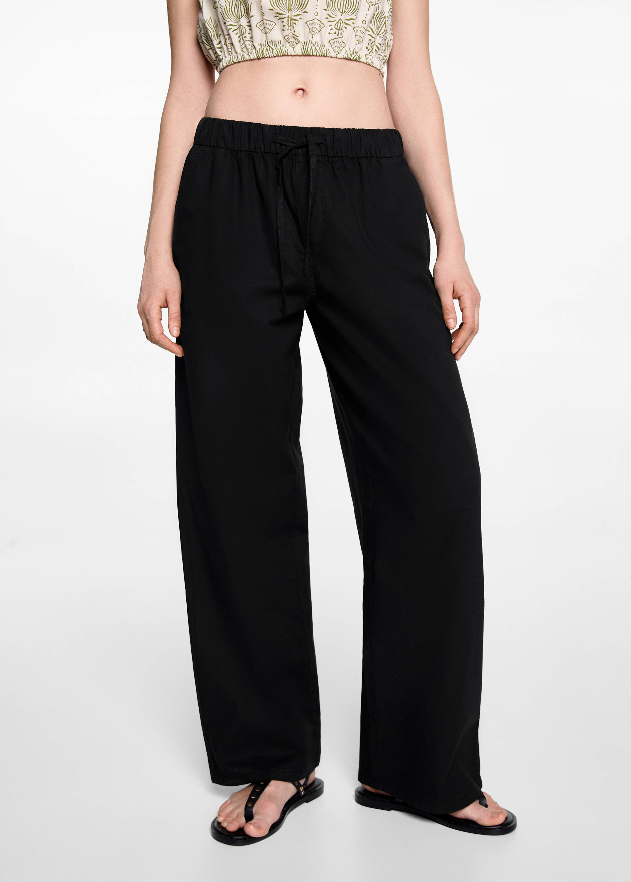 Straight linen-blend trousers - Details of the article 6