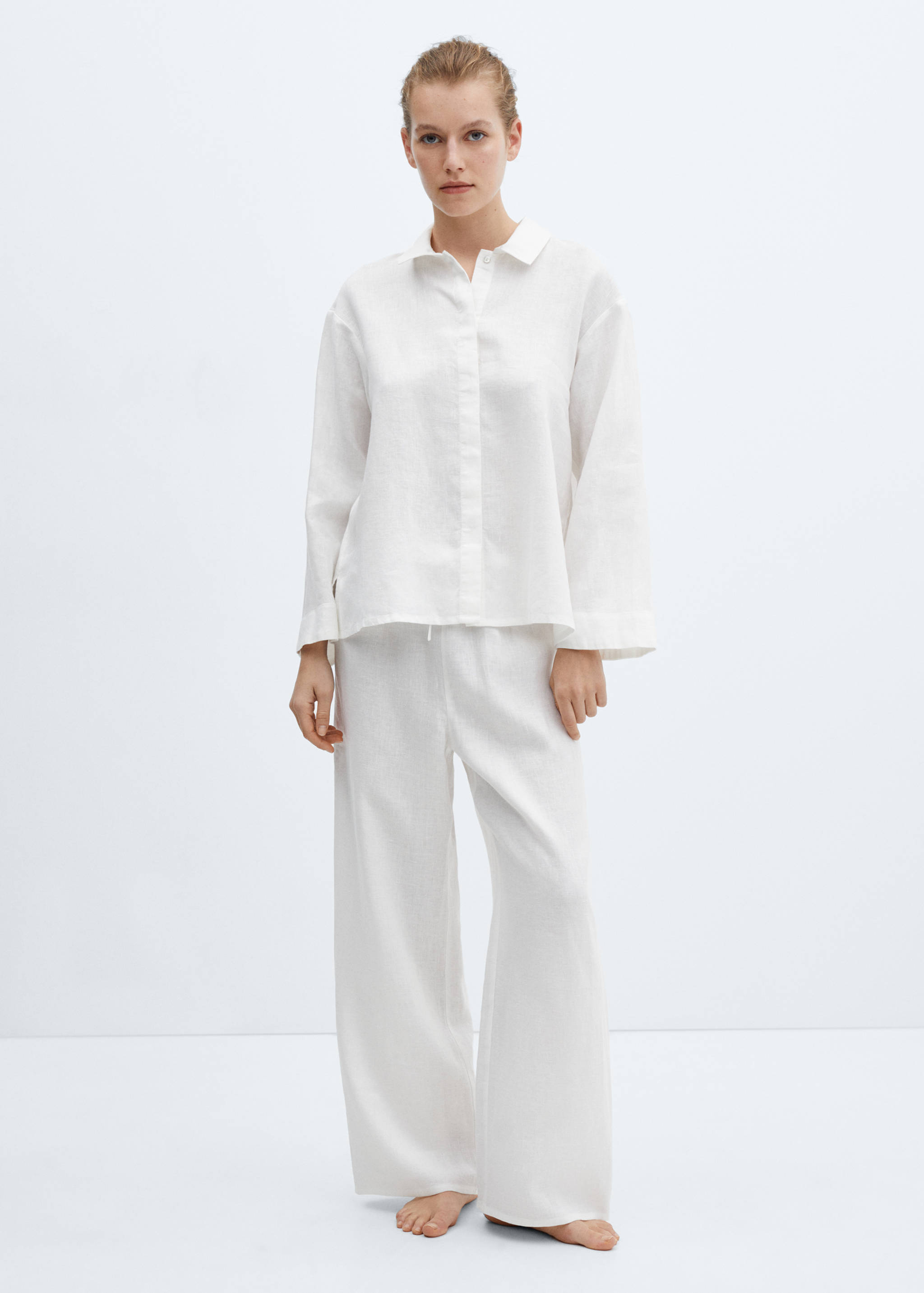 Pyjamahemd aus 100 % Leinen - Allgemeine Ansicht