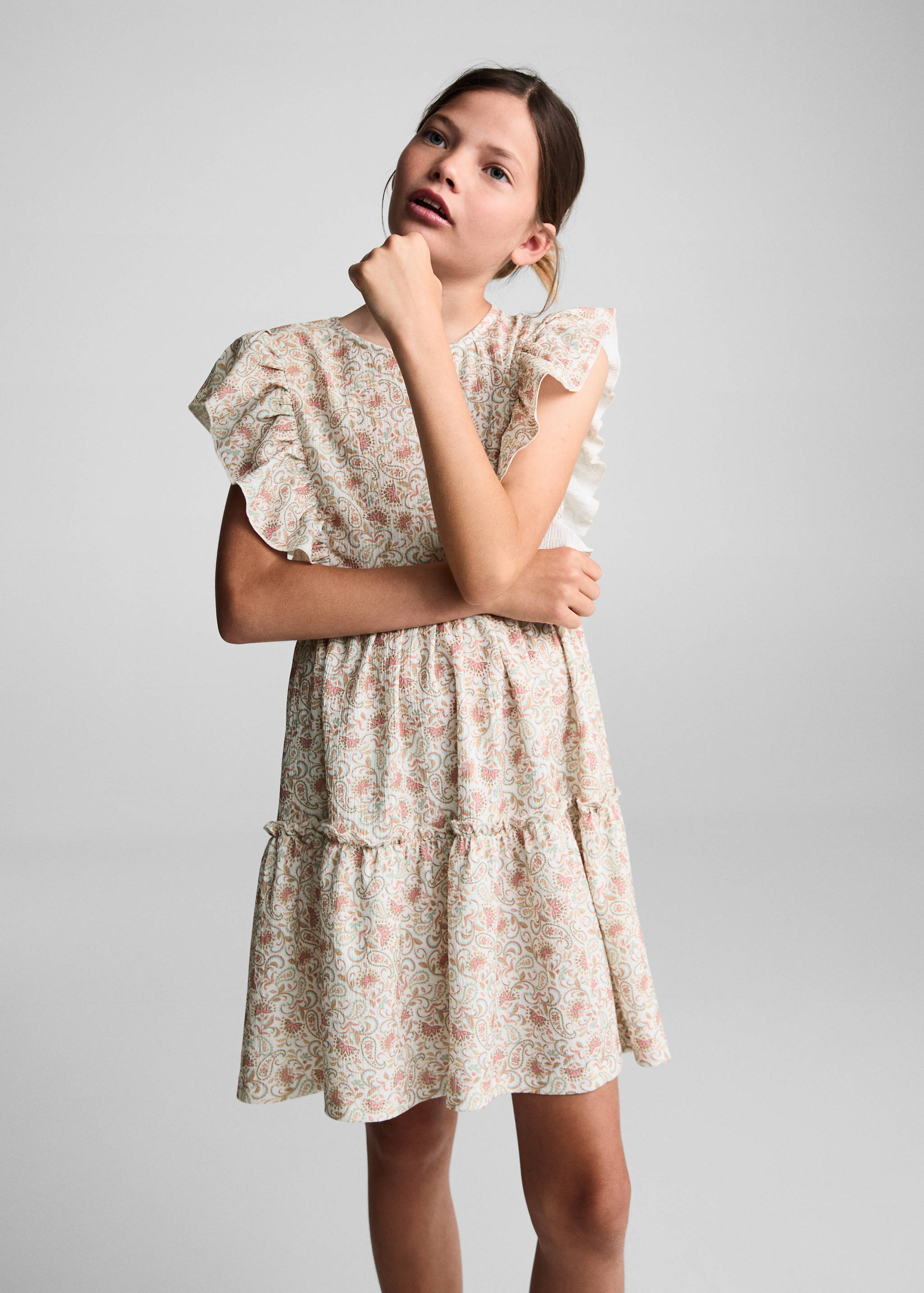 Paisley-Kleid mit Rüschen - Mittlere Ansicht