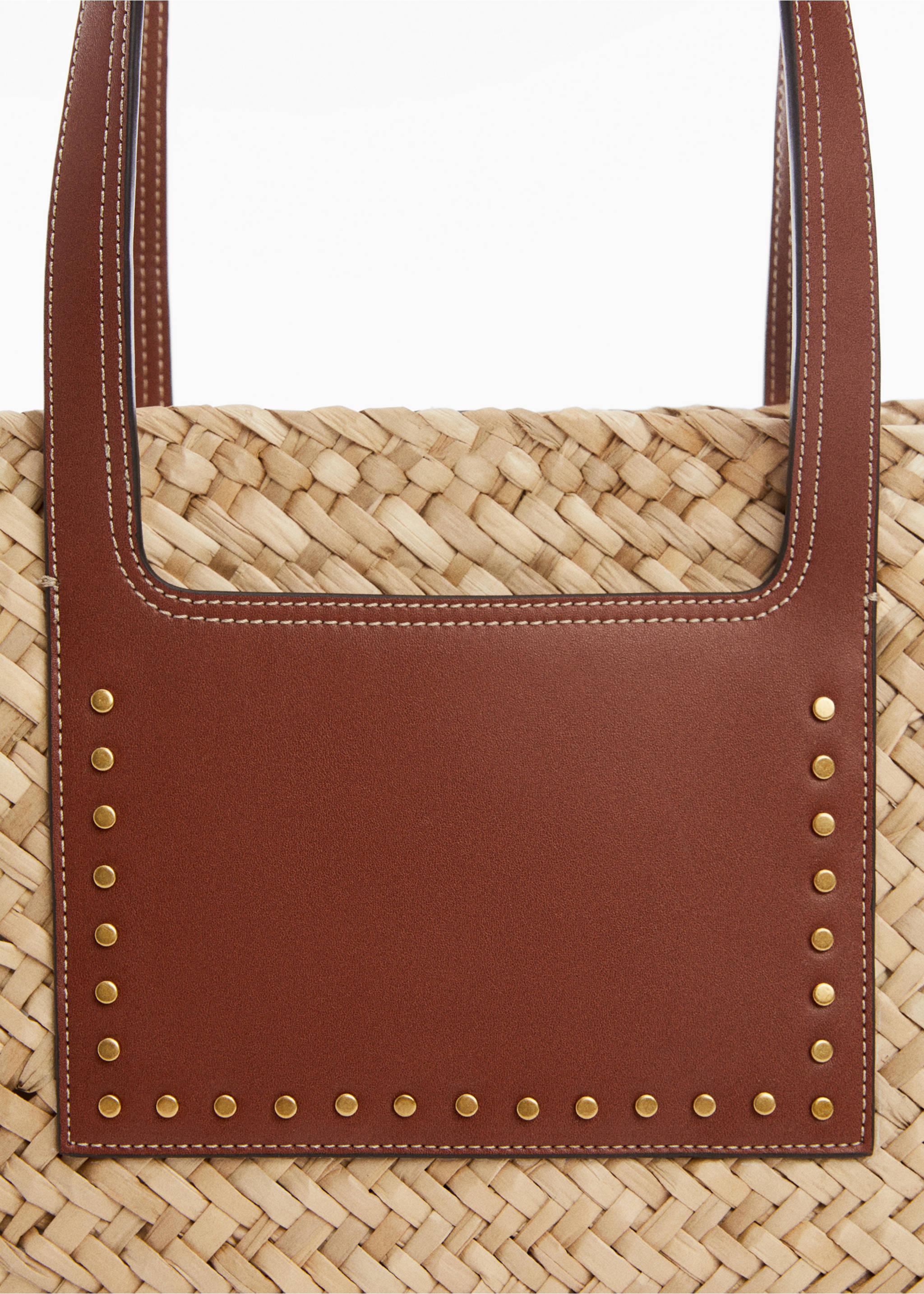 Double strap basket bag - Details of the article 1, Leather. Ref: 67026317-00.