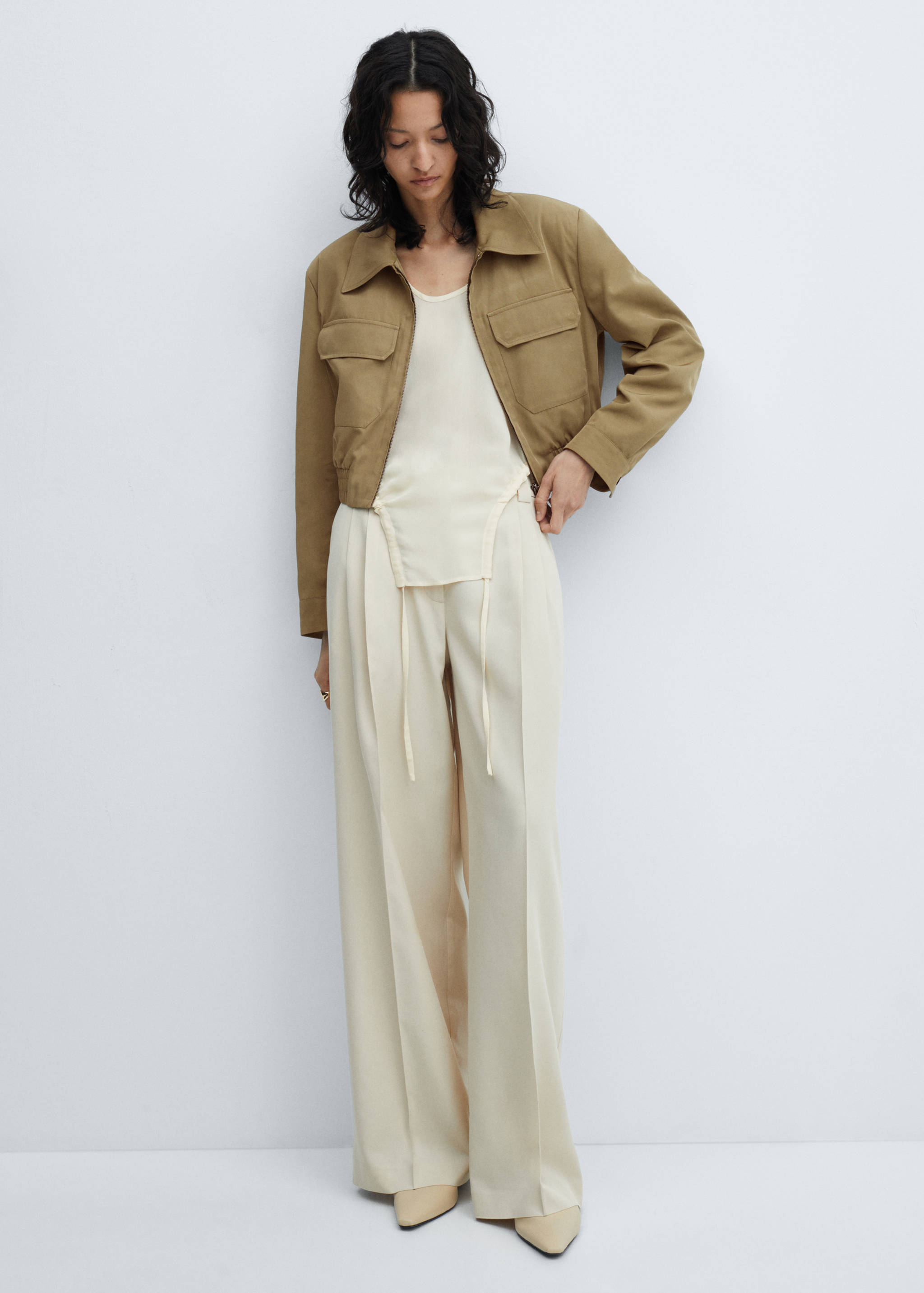 Cropped jacket with pockets - General plane