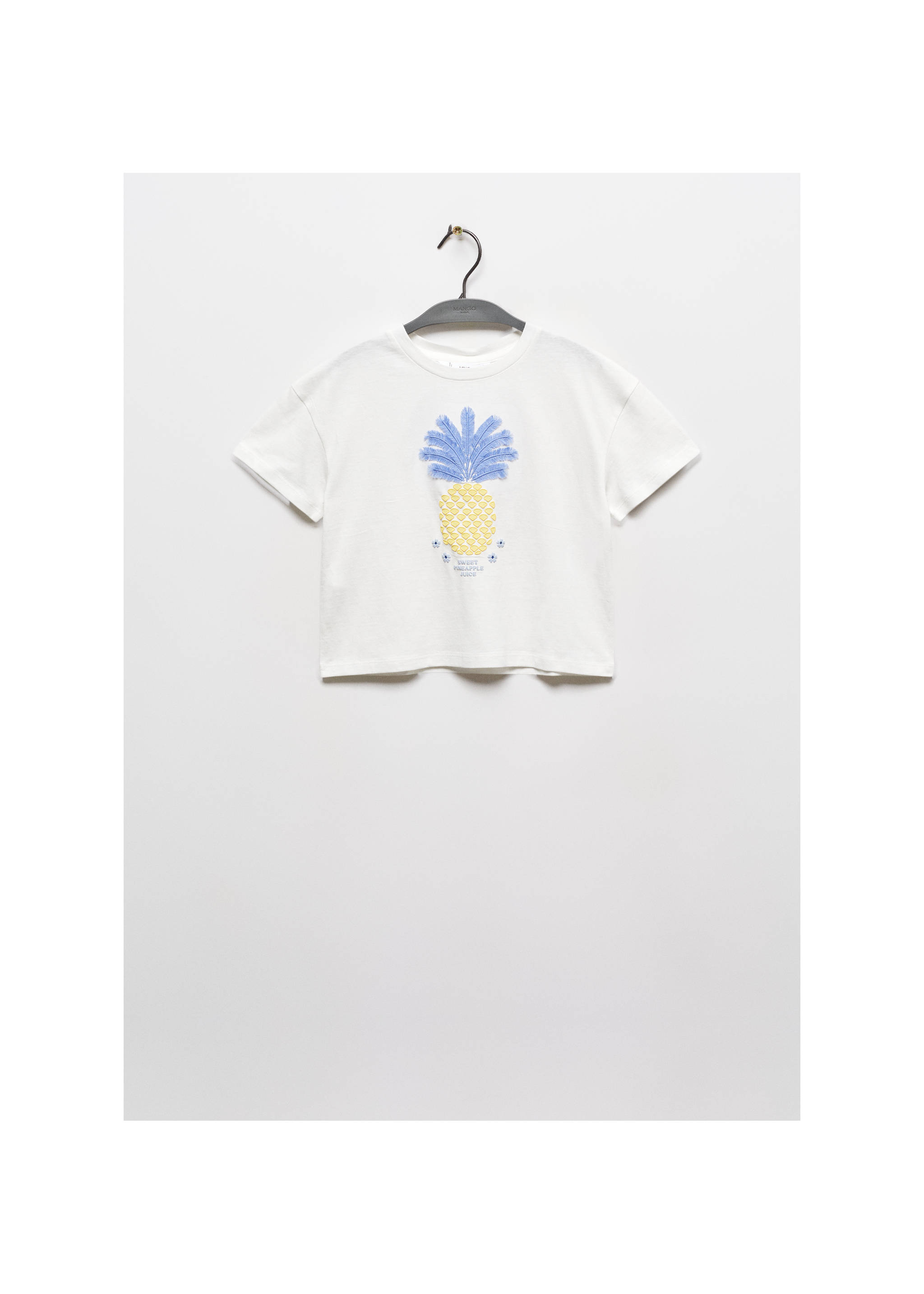 Pineapple embossed cotton t-shirt - Article without model, Off White. Ref: 67026324-00.