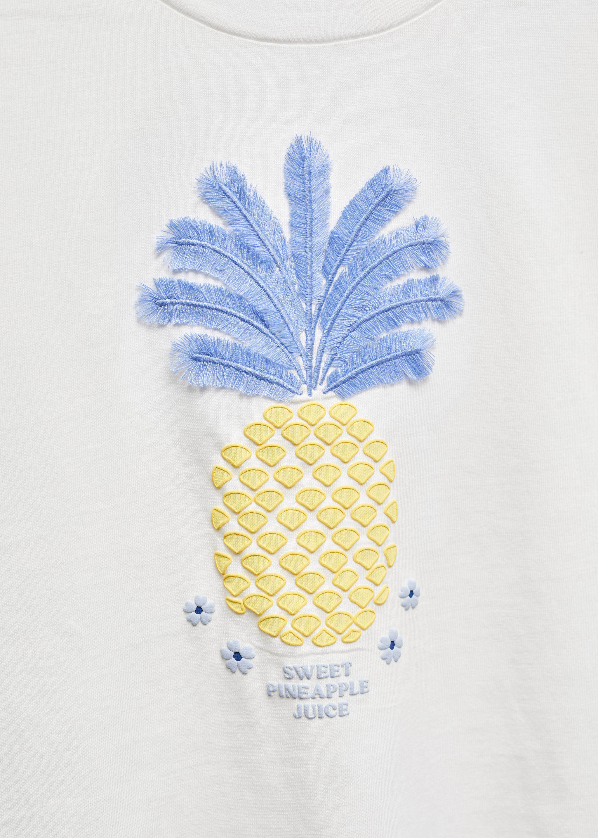 Pineapple embossed cotton t-shirt - Details of the article 8, Off White. Ref: 67026324-00.