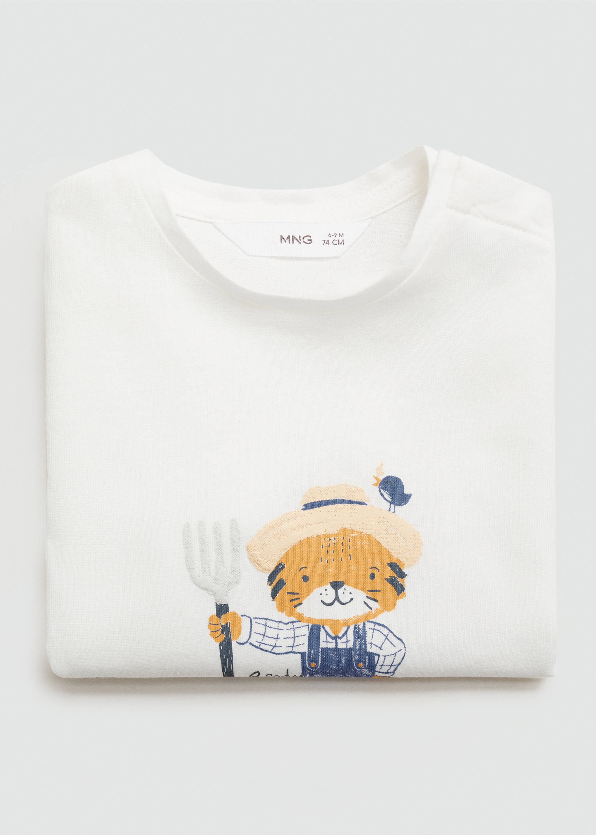 Baumwoll-T-Shirt mit Motiv - Detail des Artikels 0, Cremeweiß. Ref: 67026334-00.