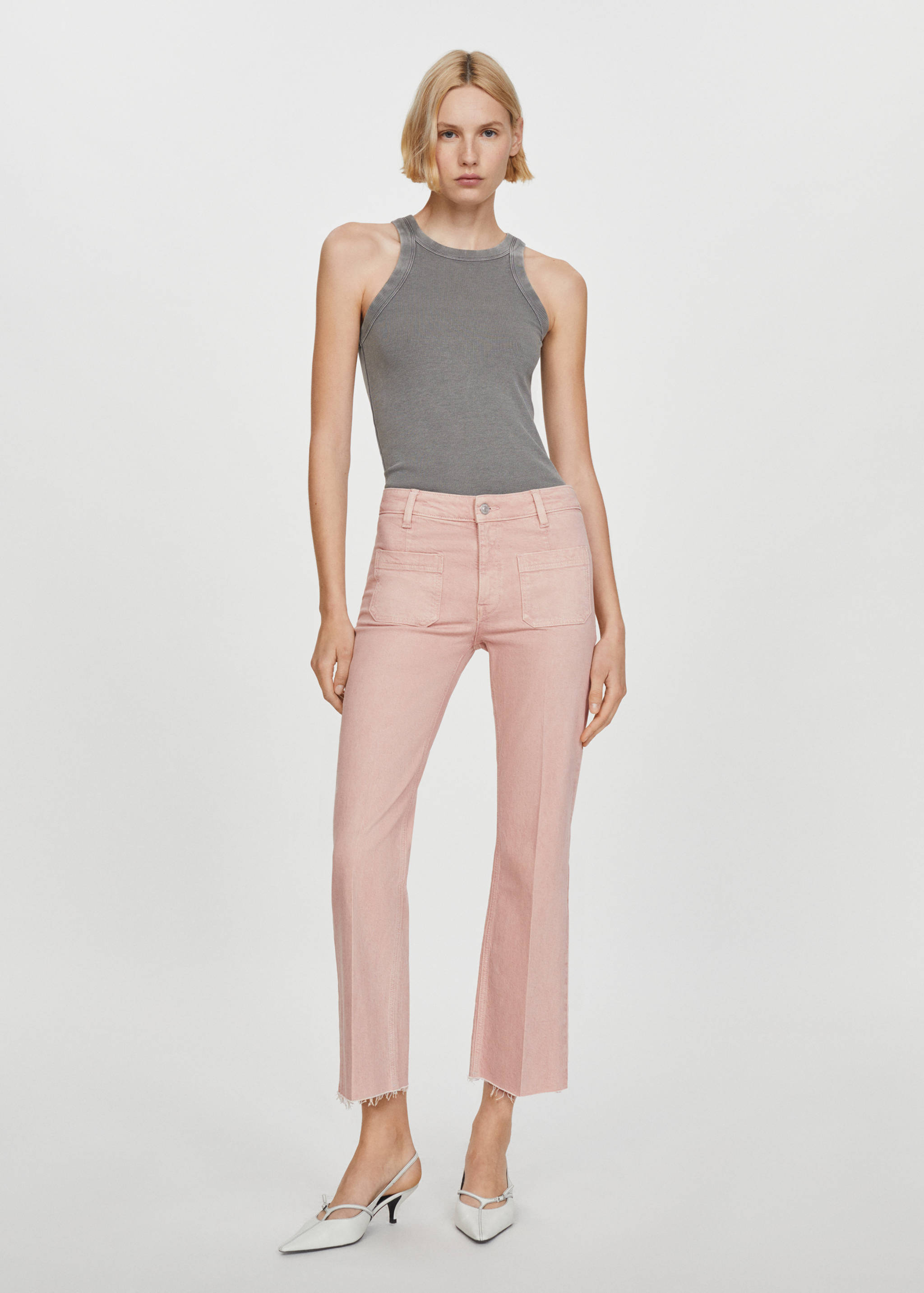 Flared cropped jeans with pockets - General plane