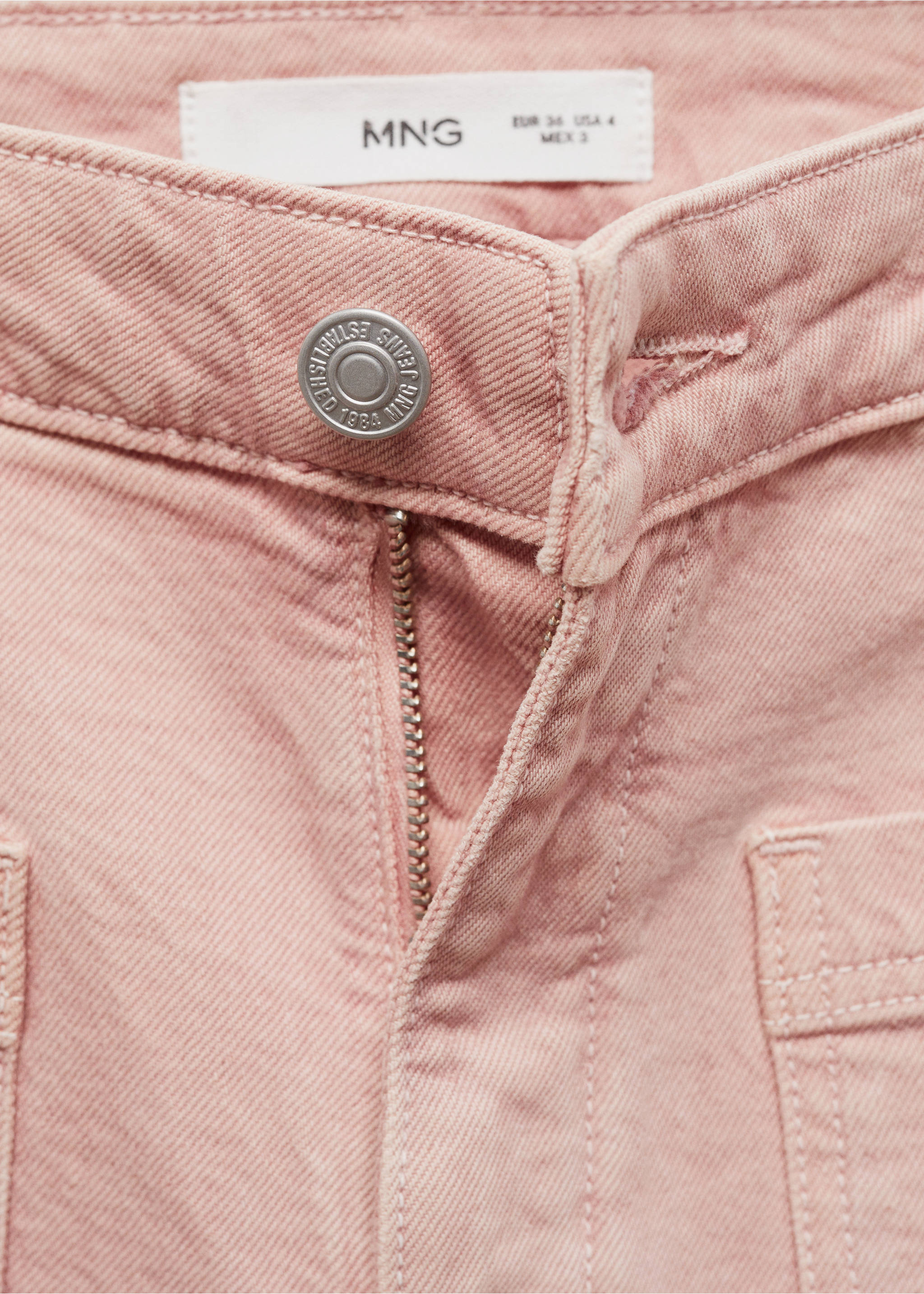 Flared cropped jeans with pockets - Details of the article 8, Pink. Ref: 67026336-00.